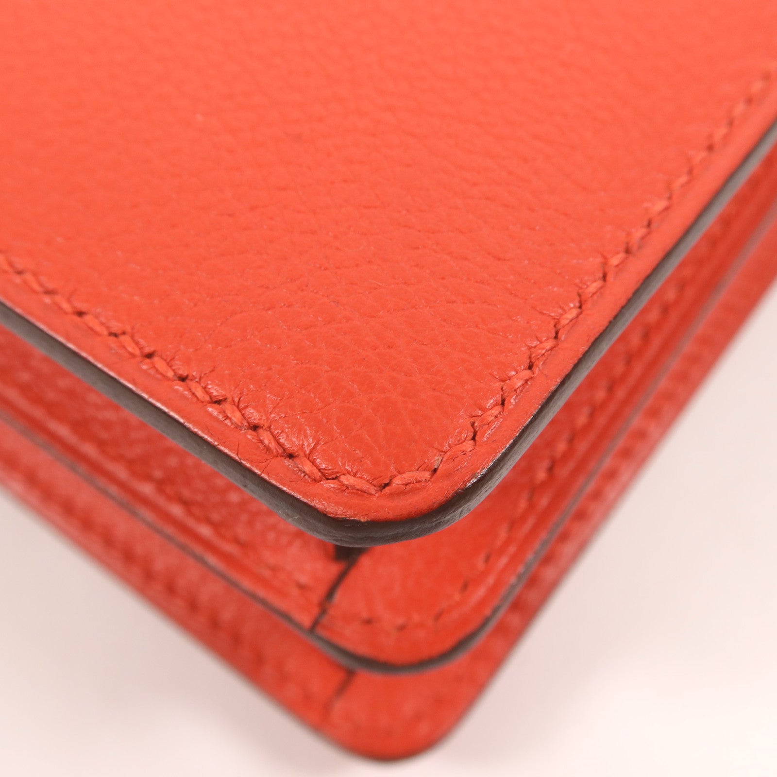 HERMES Evercolor皮革Mini Roulis銀扣肩背袋Rouge Tomate