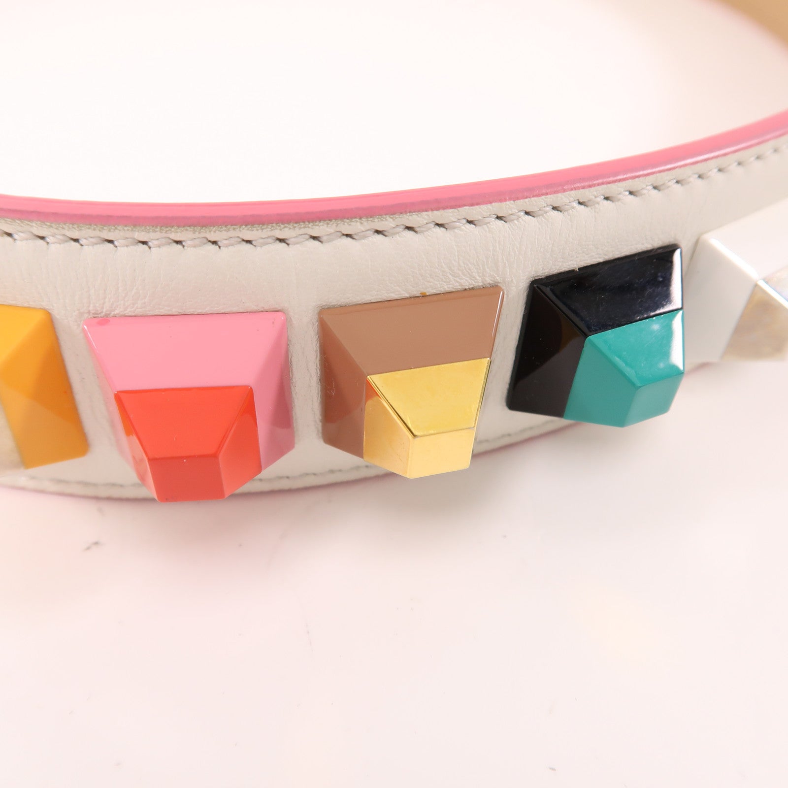 FENDI 牛皮皮革/PVC Shoulder Strap銀扣肩帶