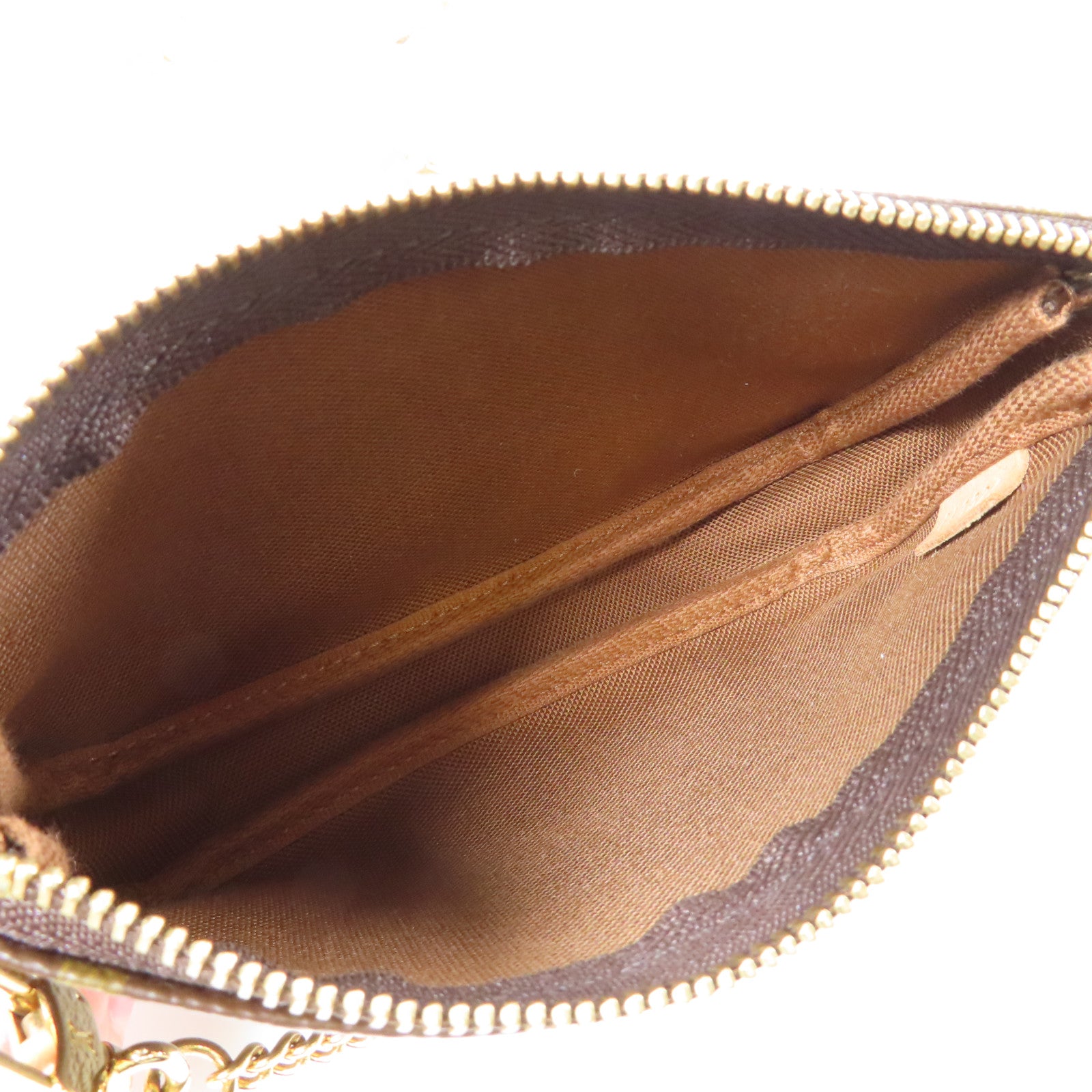 LOUIS VUITTON Monogram Pochette Accessories金扣手挽袋啡色