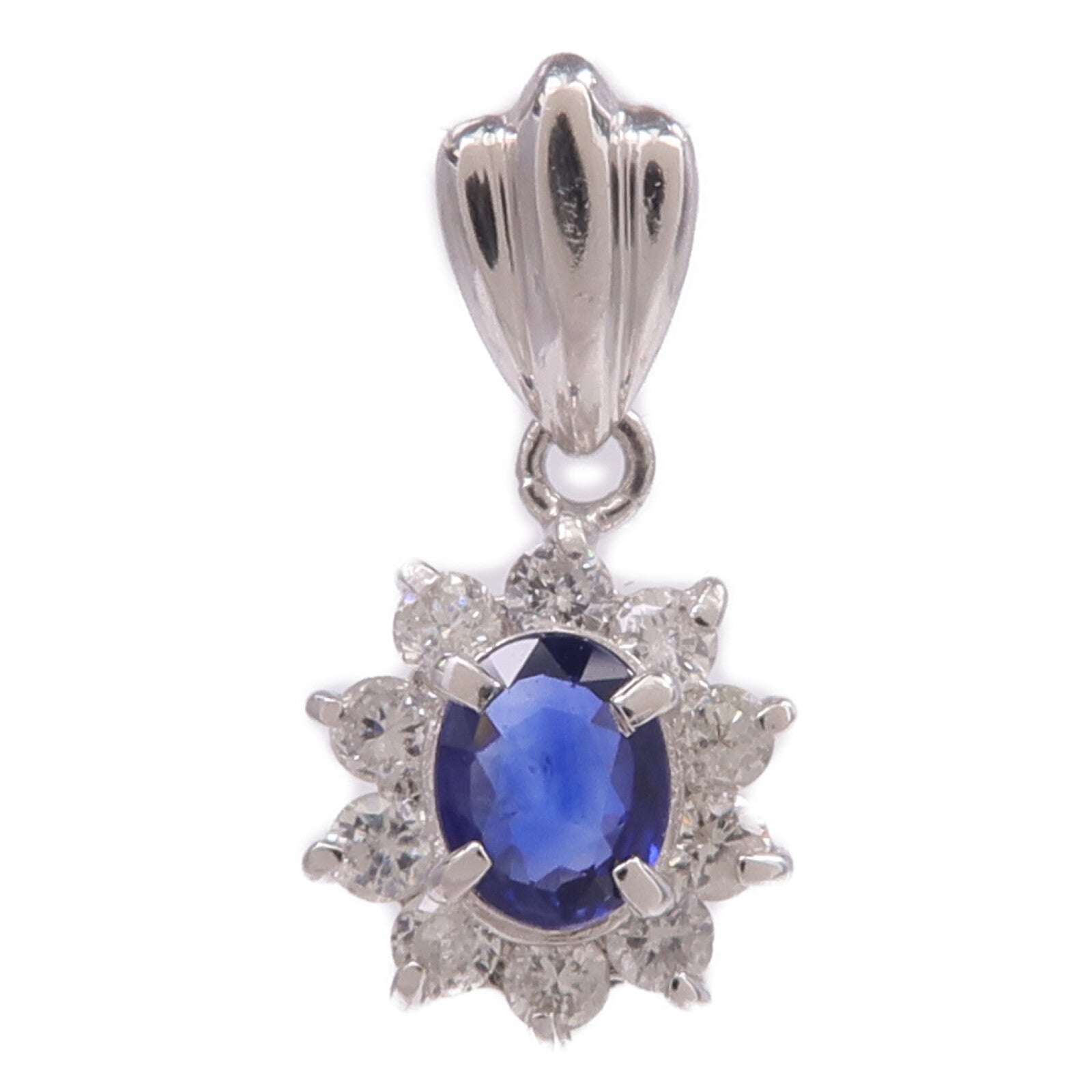 JEWELRY PT900鉑金Sapphire Diamond Pendant Top藍寶石/鑽石吊墜