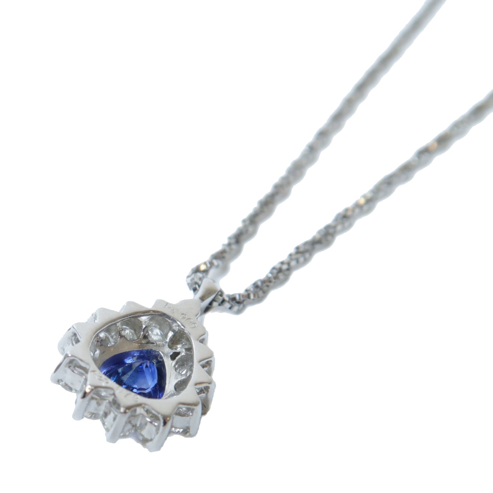 JEWELRY 【激減優惠】PT900鉑金Sapphire Diamond Necklace 1.22ct藍寶石/0.78ct鑽石項鍊銀色
