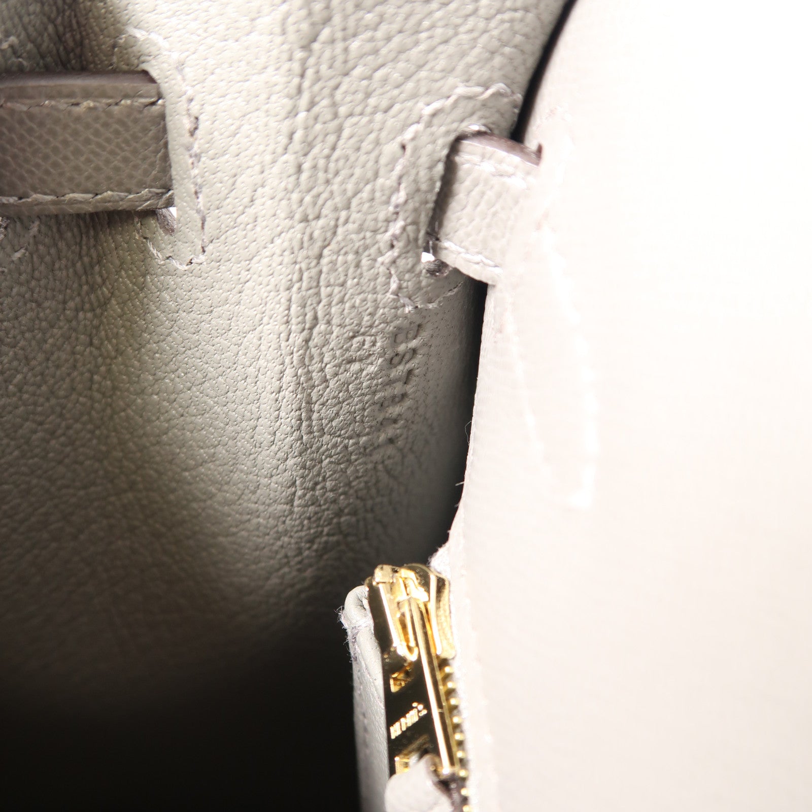 HERMES Madame皮革Kelly 25金扣手挽肩背兩用袋灰色