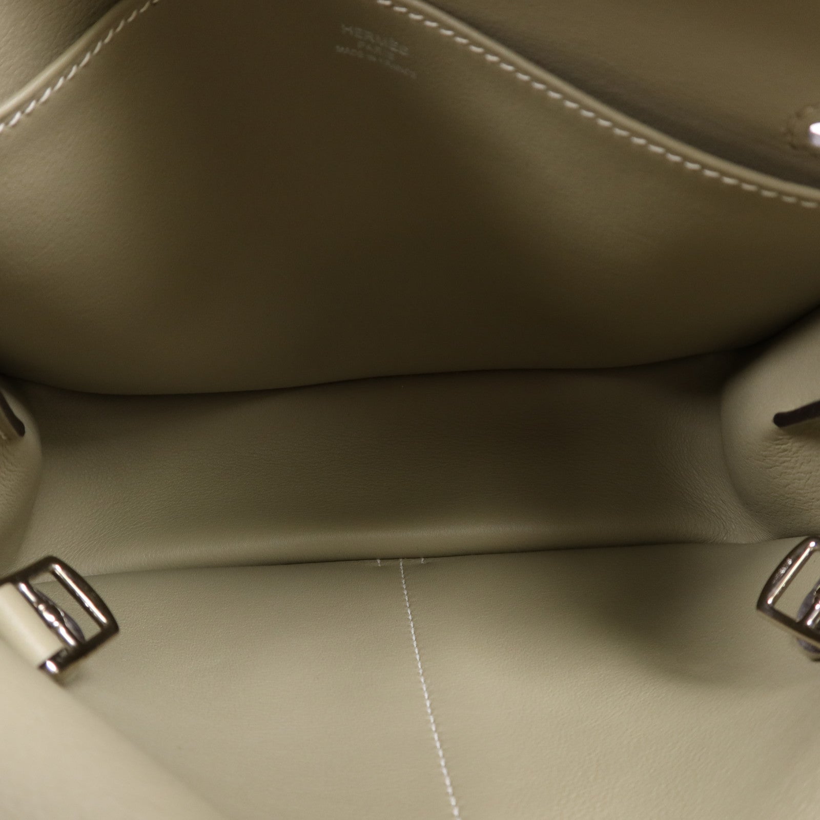 HERMES Swift皮革Mini Halzan銀扣手挽肩背兩用袋Sauge