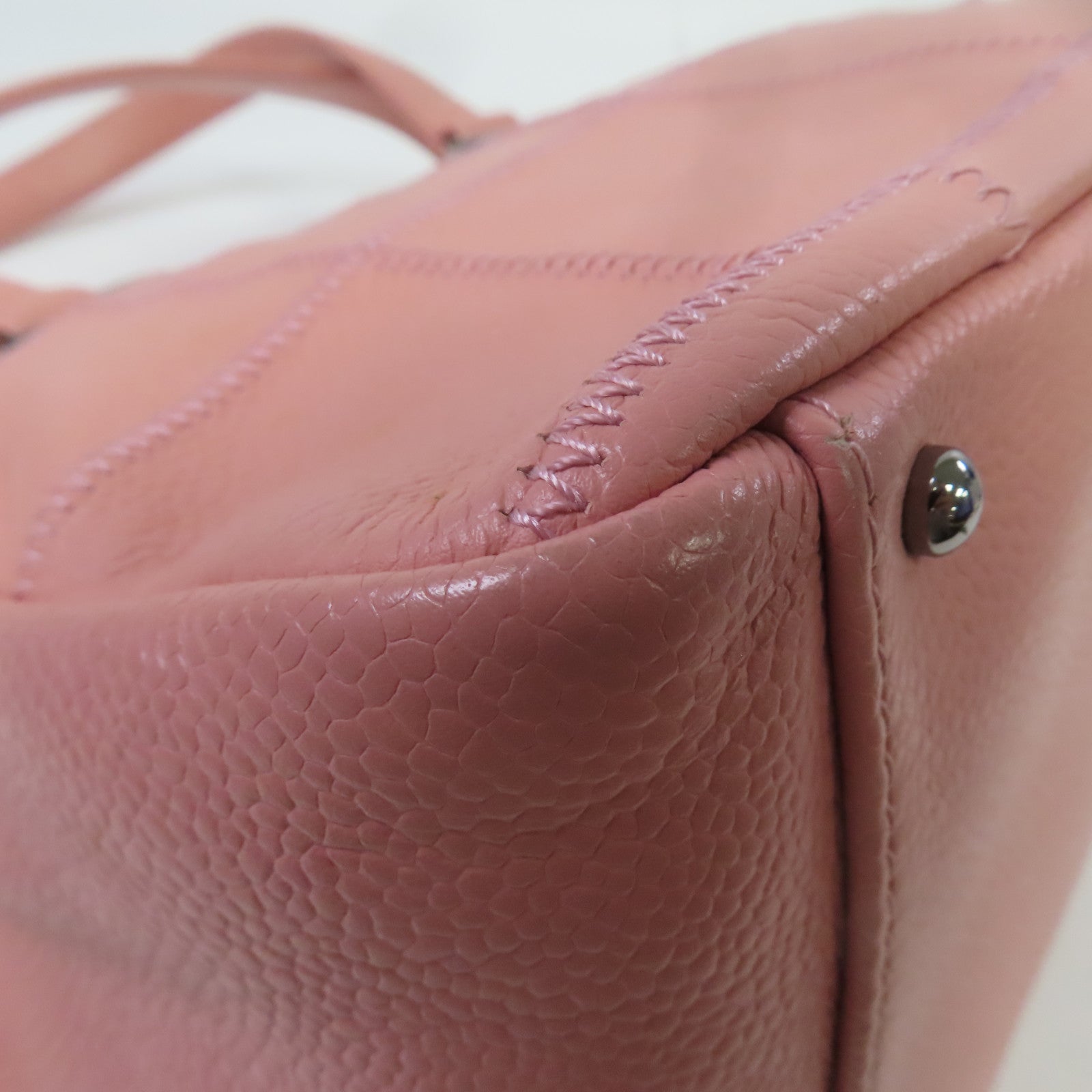 CHANEL 【激減優惠】牛皮皮革Vintage Shoulder Bag銀扣肩背袋粉紅色