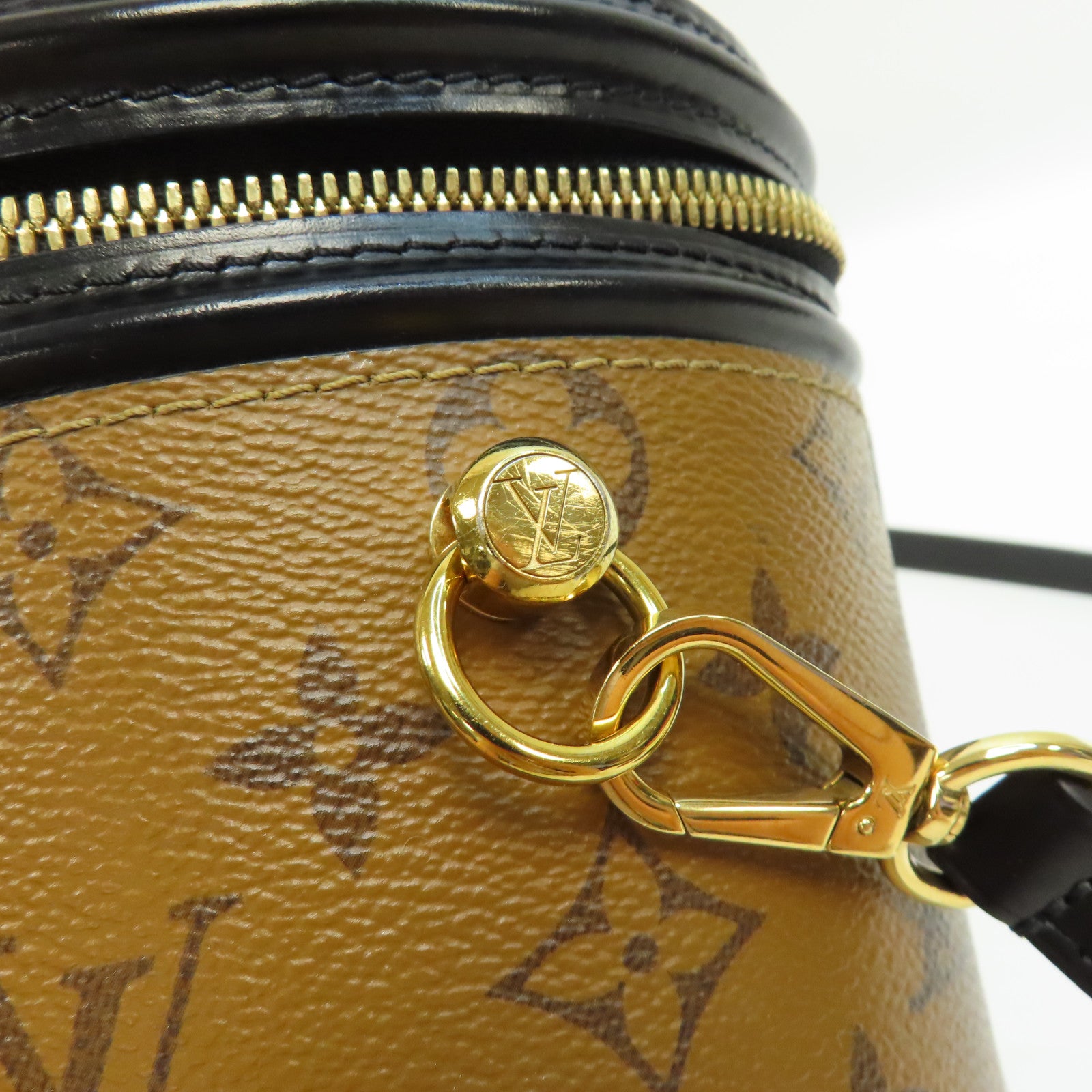 LOUIS VUITTON Monogram Reverse Cannes金扣手挽肩背兩用袋啡色