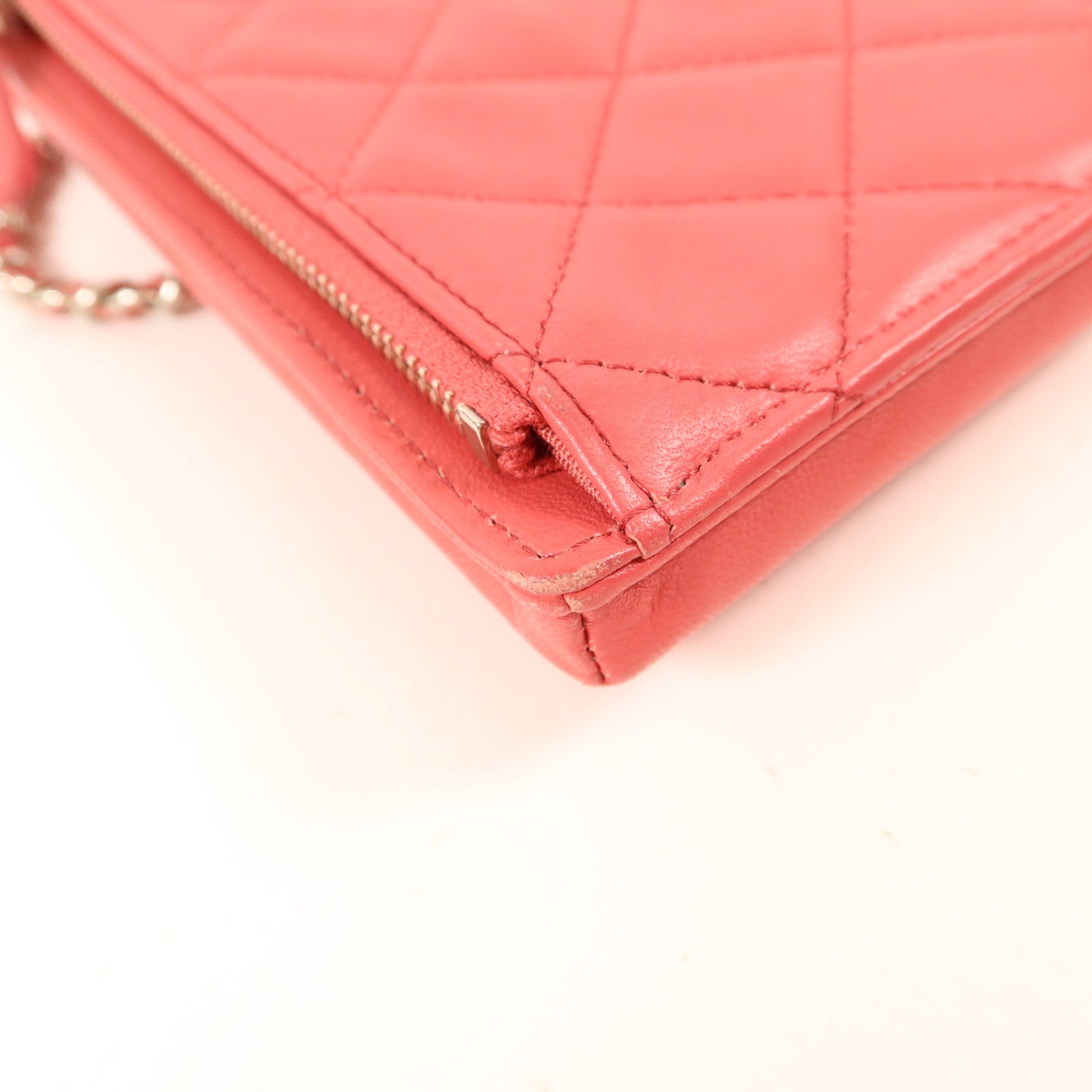 CHANEL 羊皮皮革Phone Holder Chain Shoulder銀扣鏈帶肩背袋