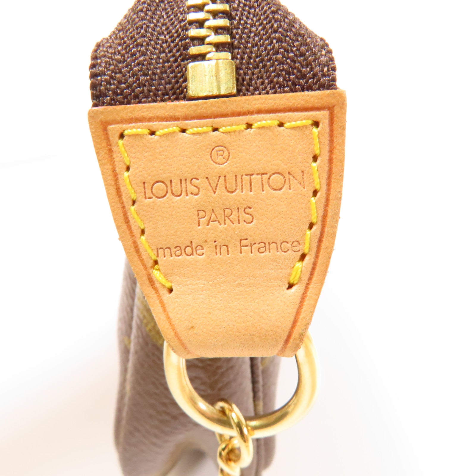 LOUIS VUITTON Monogram Pochette Accessories金扣手挽袋啡色