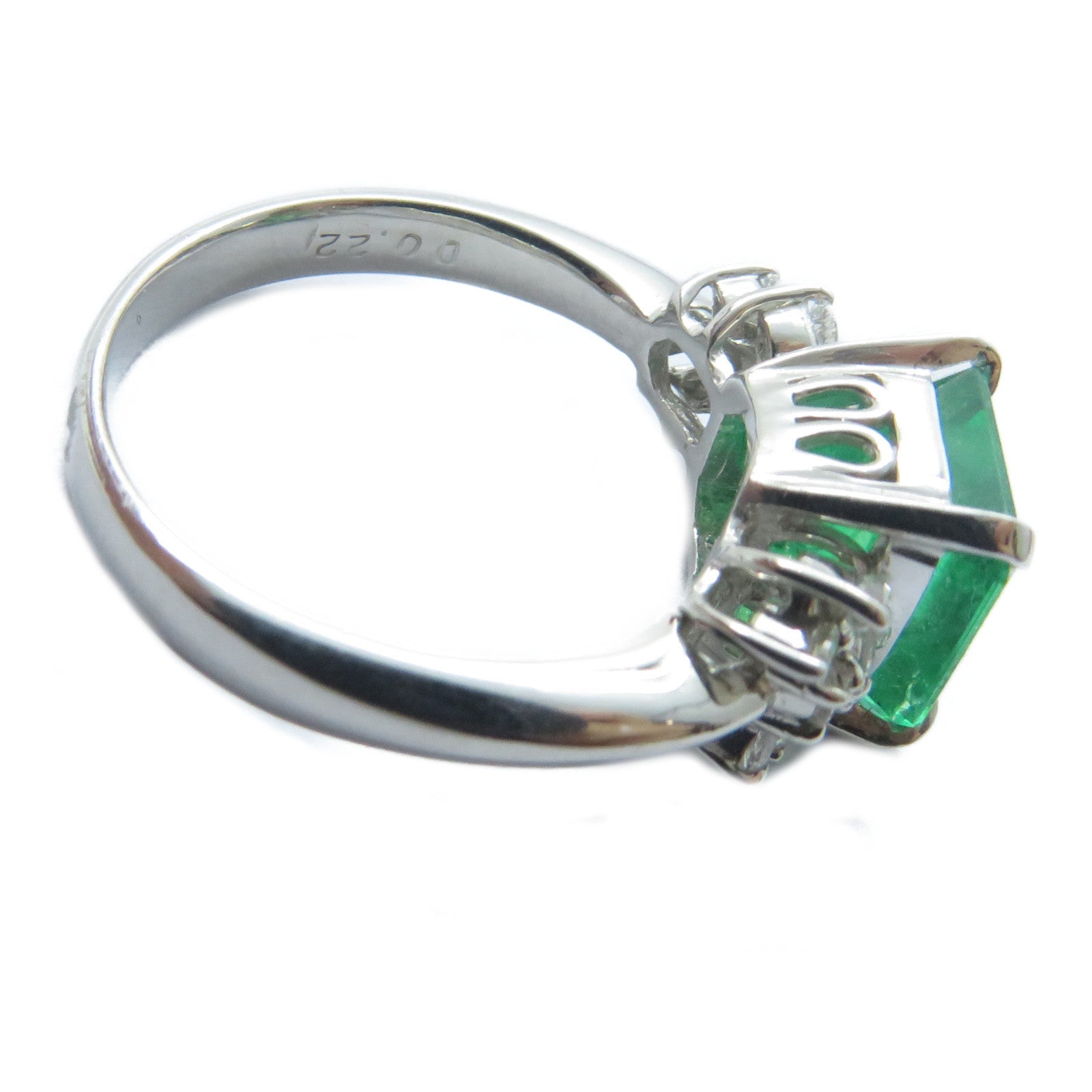JEWELRY 【激減優惠】PT900鉑金Emerald Diamond Ring 2.17ct綠寶石/0.22ct鑽石戒指US#5.25
