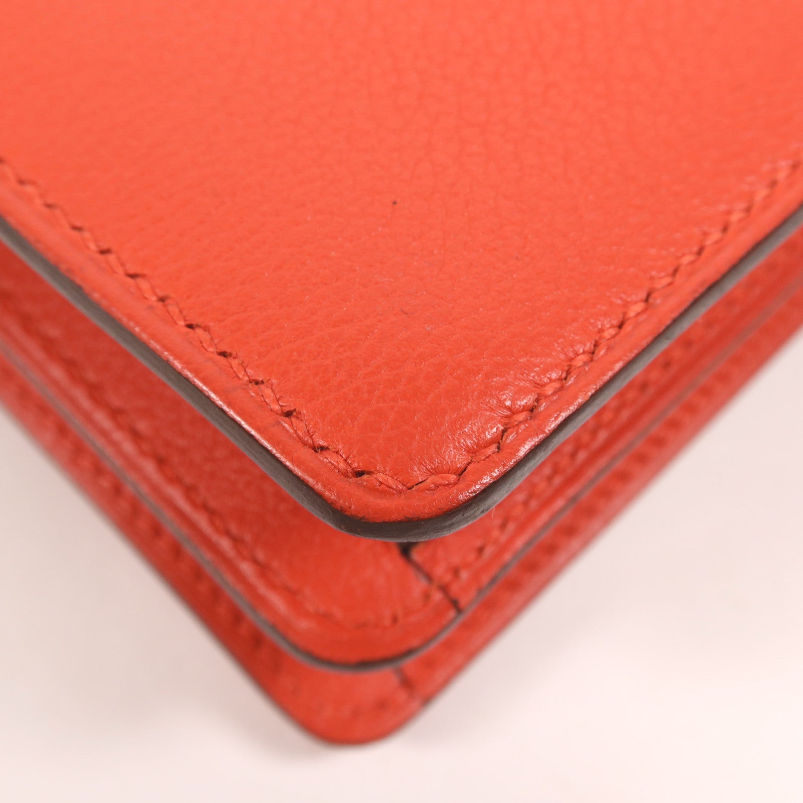 HERMES Evercolor皮革Mini Roulis銀扣肩背袋Rouge Tomate