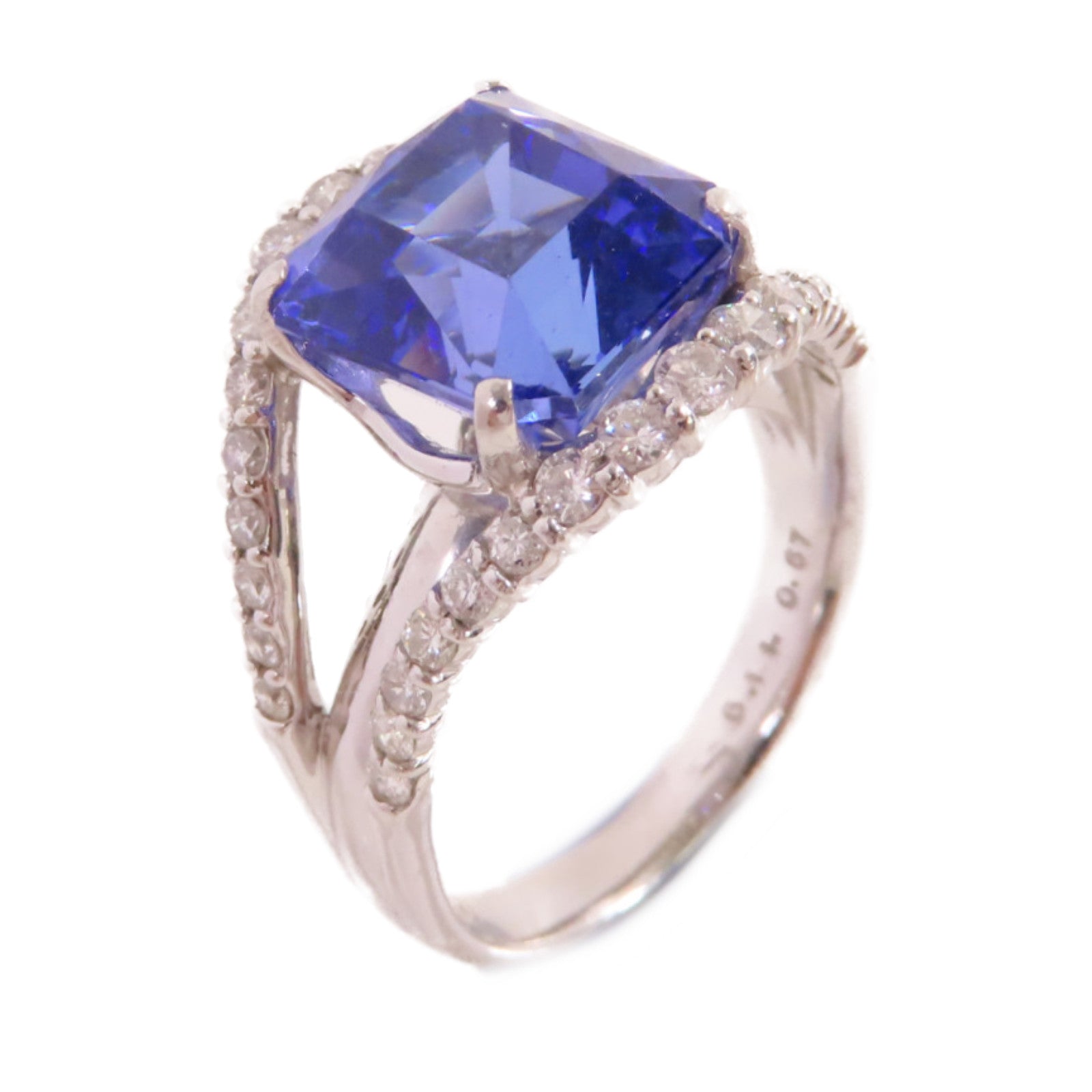JEWELRY PT900鉑金/6.11ct坦桑石/0.67ct鑚石Tanzanite Diamond Ring戒指US#5.5