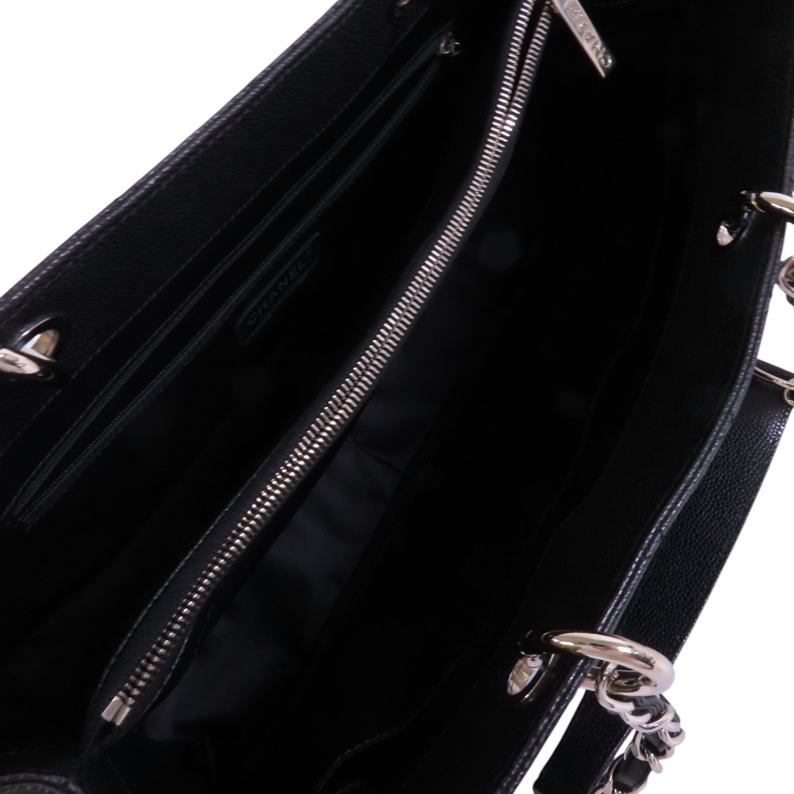 CHANEL 牛皮皮革GST銀扣鏈帶肩背袋