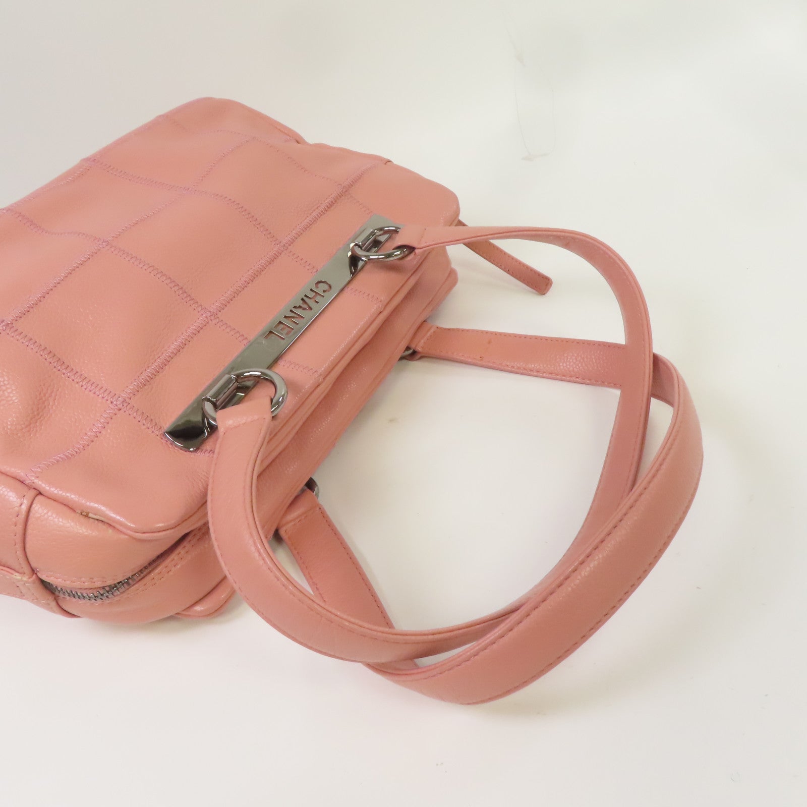 CHANEL 【激減優惠】牛皮皮革Vintage Shoulder Bag銀扣肩背袋粉紅色