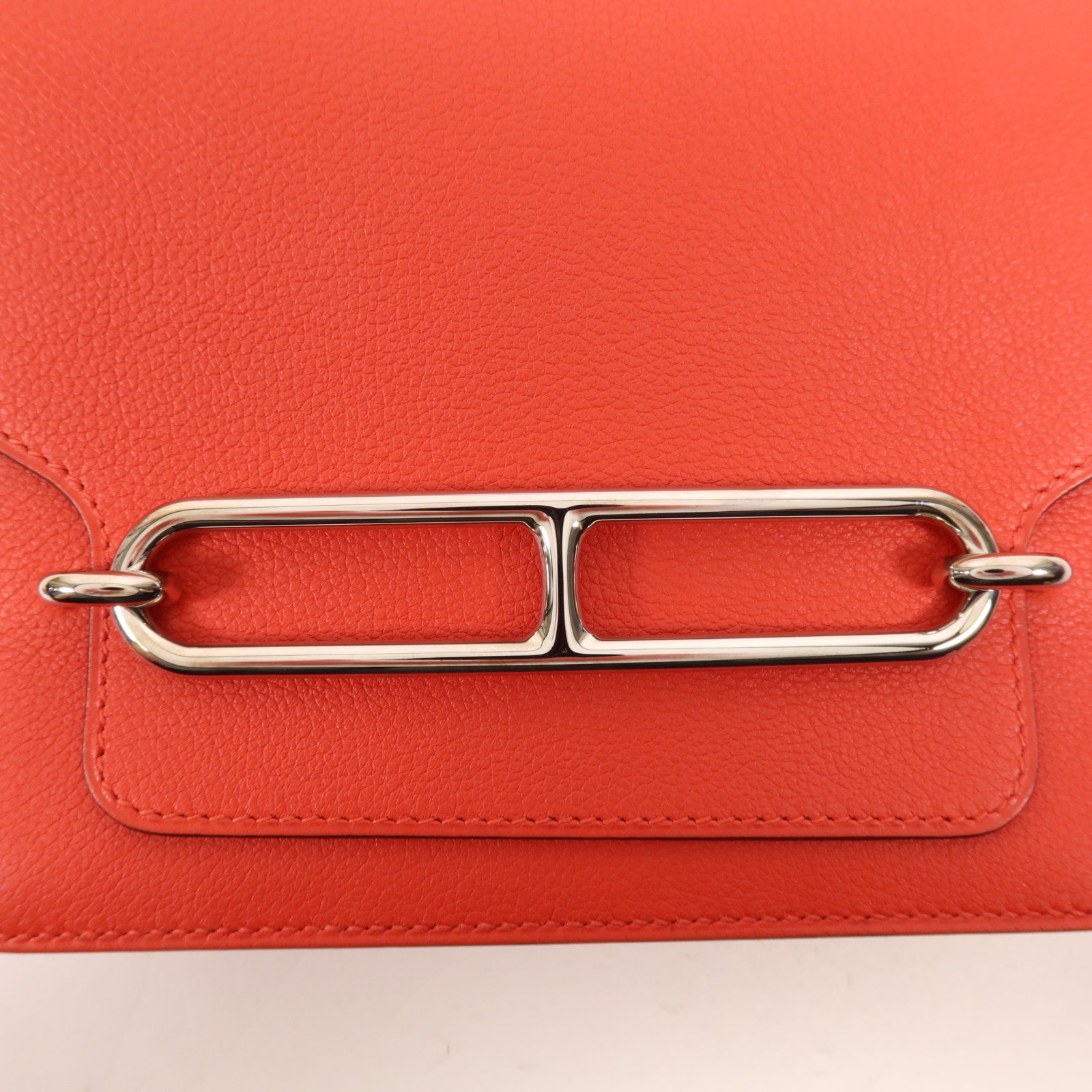 HERMES Evercolor皮革Mini Roulis銀扣肩背袋Rouge Tomate