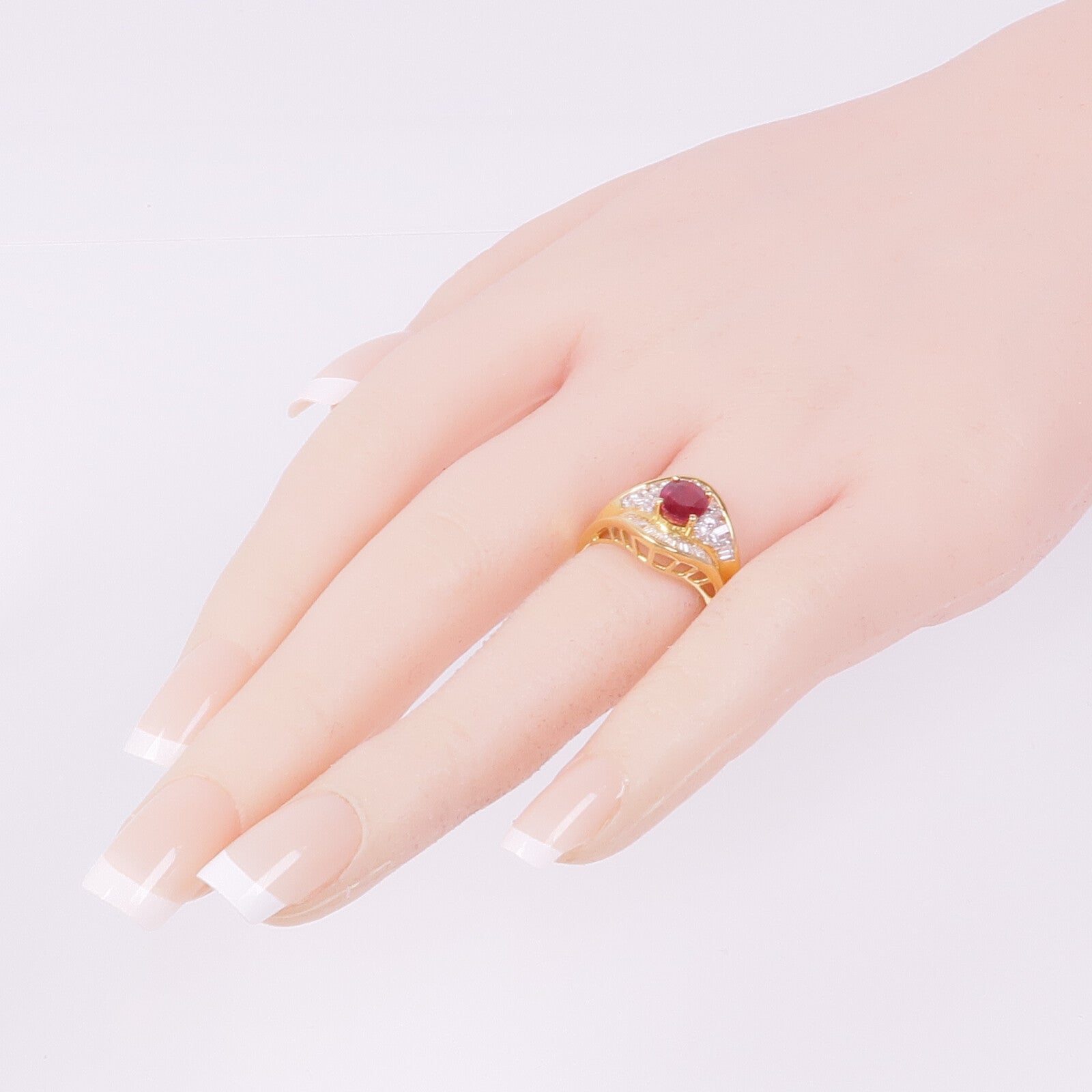 JEWELRY 18K黄金Ruby Diamond Ring紅寶石/鑽石戒指US#6.75