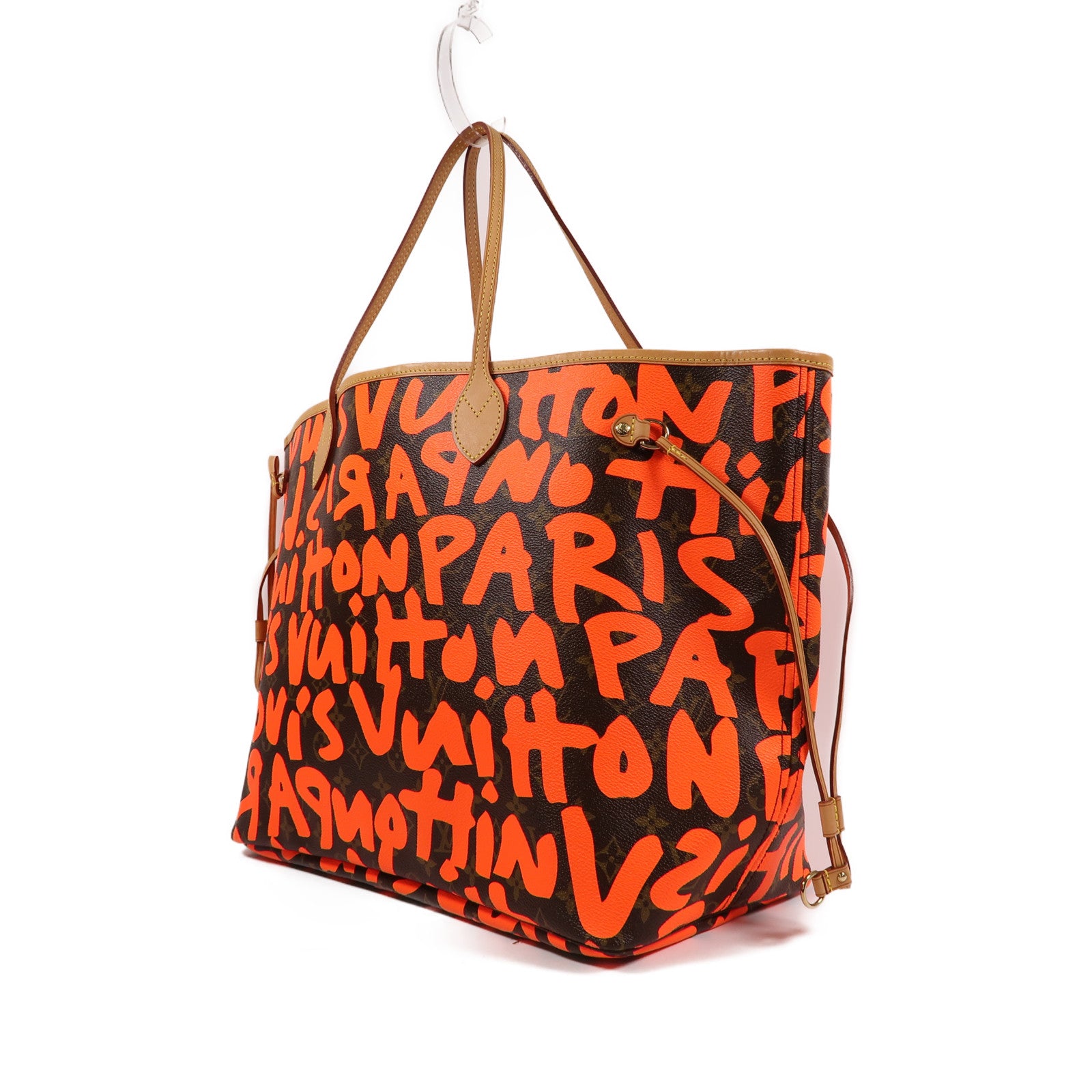 LOUIS VUITTON Monogram Graffiti Neverfull GM金扣肩背袋啡色/橙色