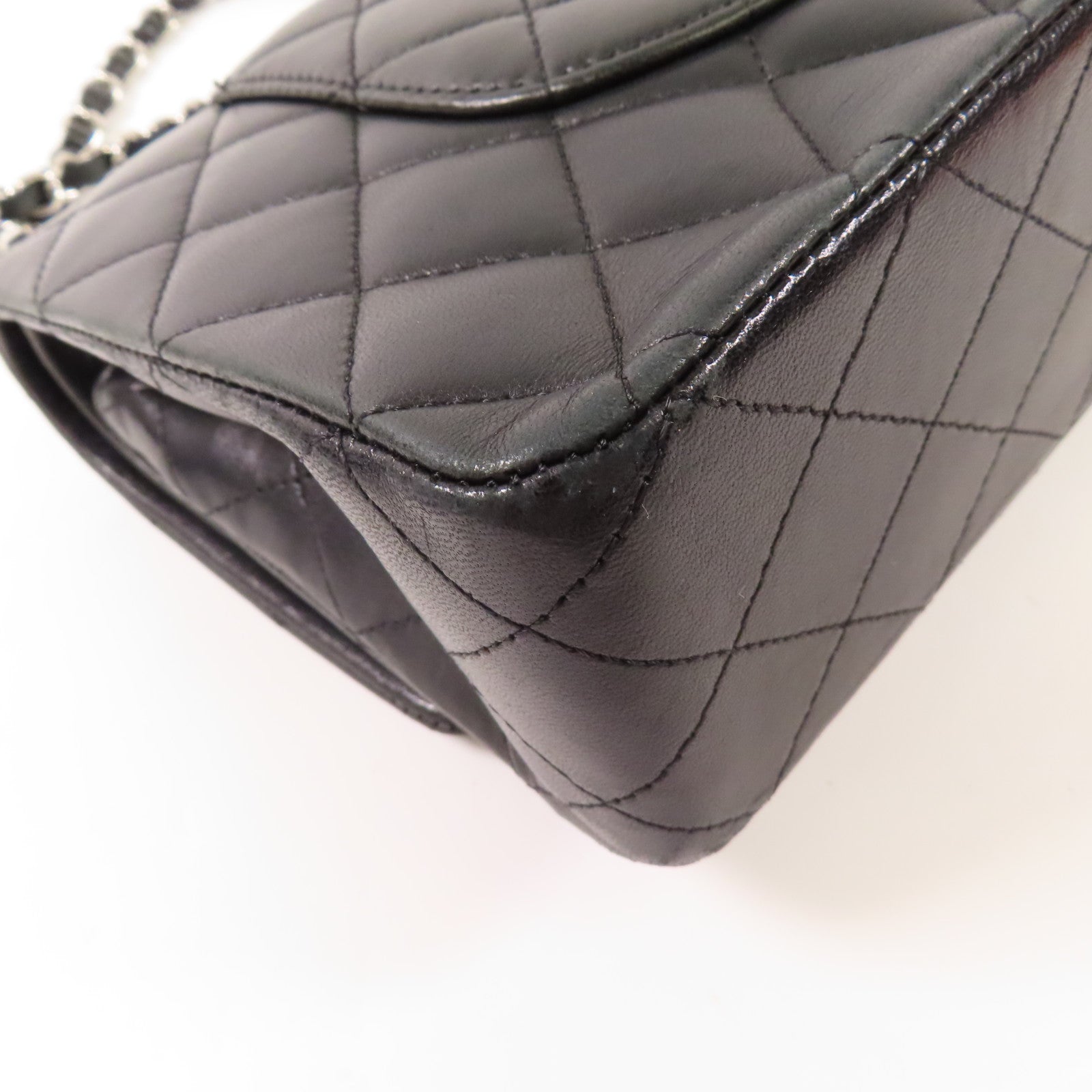 CHANEL CC SHW Classic 25 Chain Shoulder Bag Lambskin Leather A01112 Black