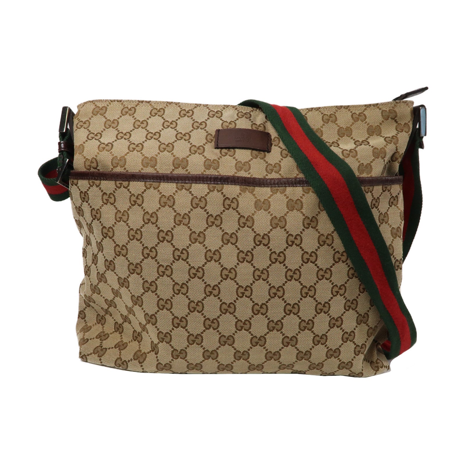 GUCCI 帆布Shoulder Bag銀扣肩背袋啡色