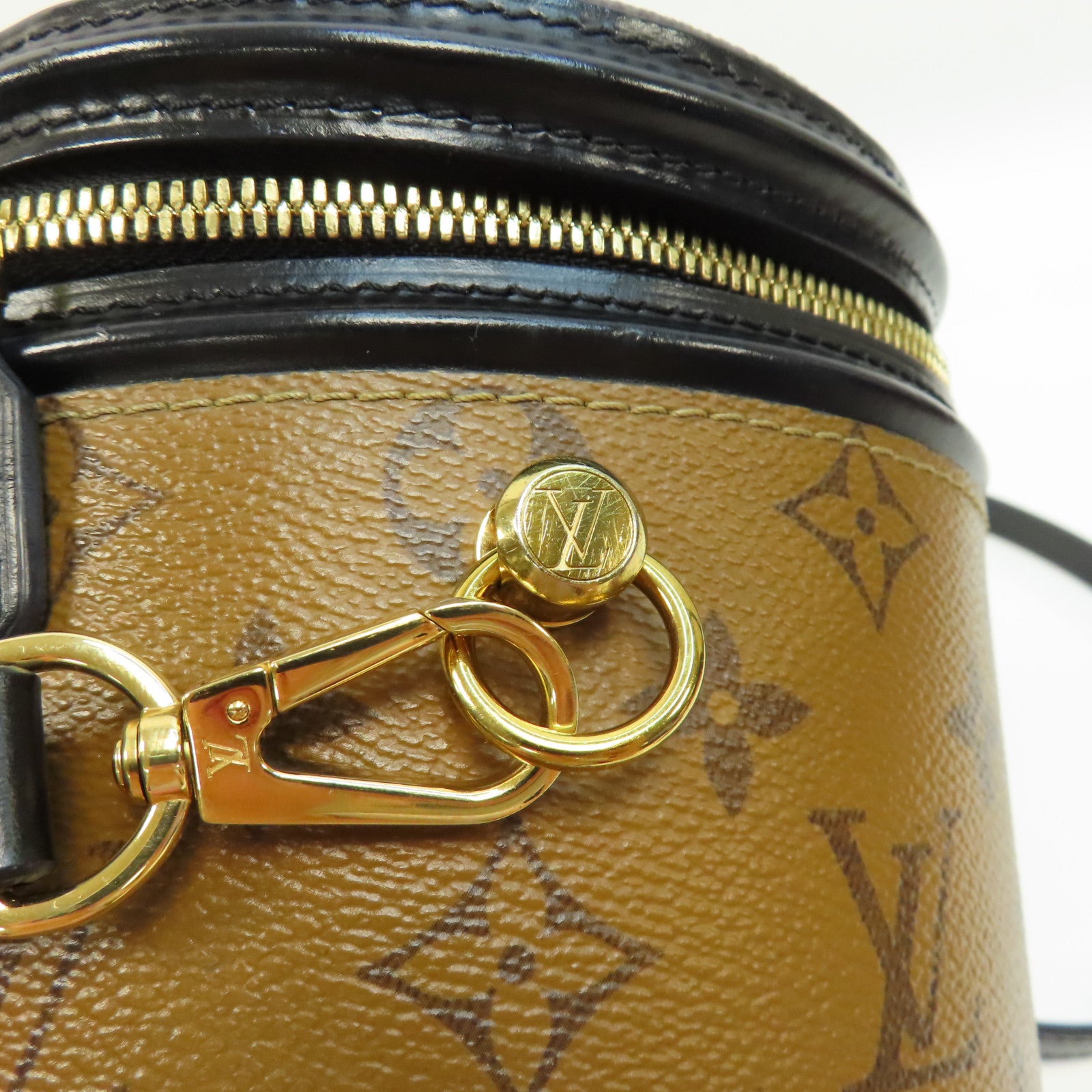 LOUIS VUITTON Monogram Reverse Cannes金扣手挽肩背兩用袋啡色