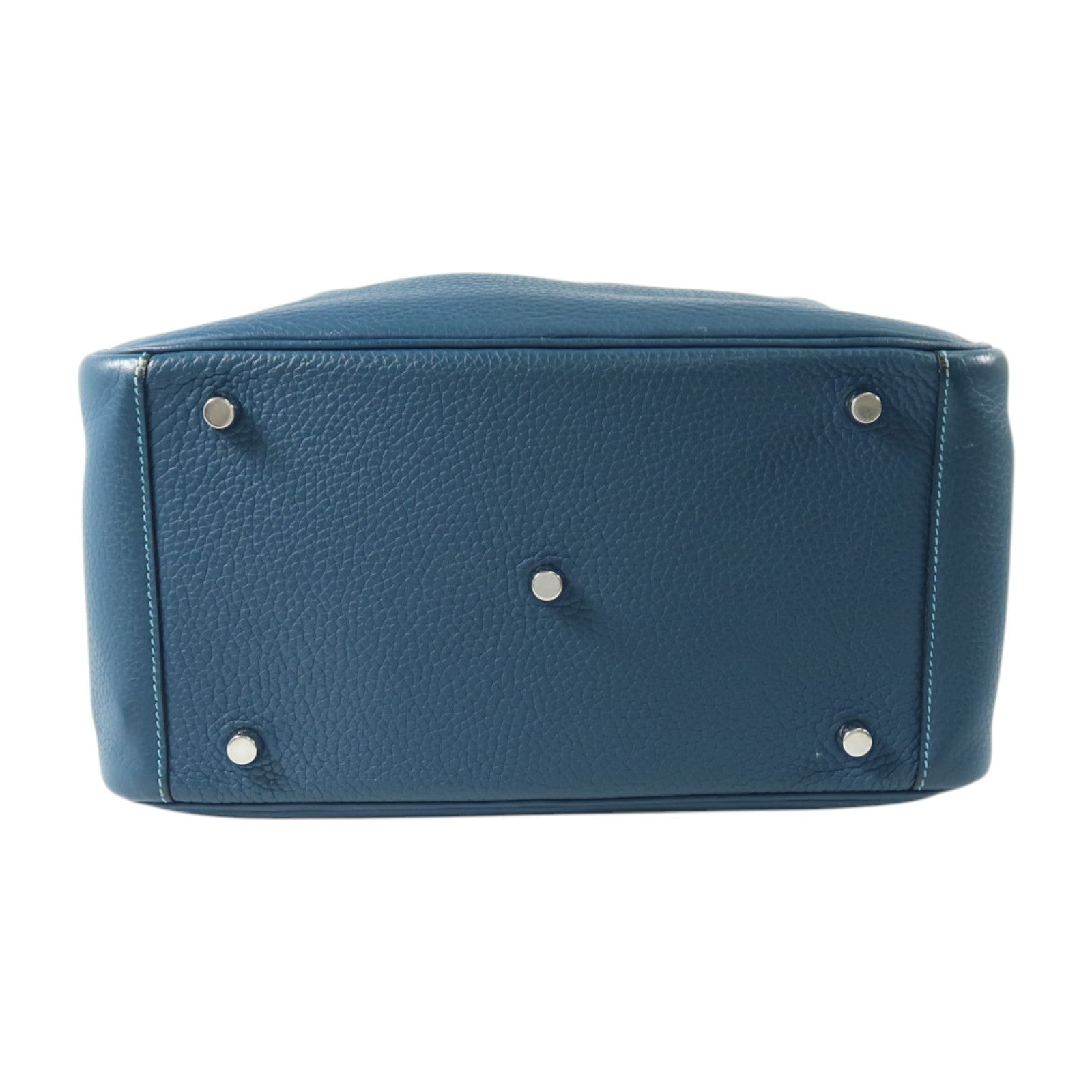 HERMES Clemence皮革Lindy 30銀扣手挽肩背兩用袋Turquoise/Colvert