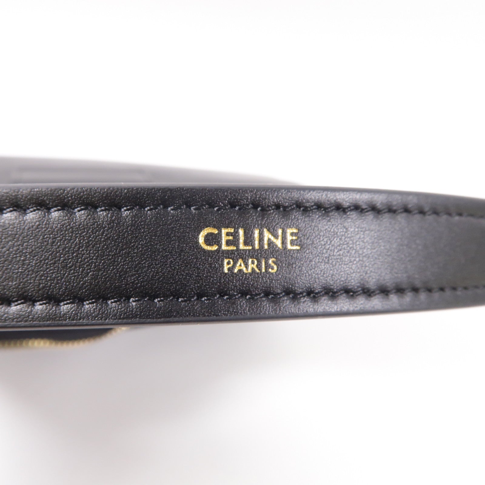 CELINE 牛皮皮革Medium Ava Triomphe金扣肩背袋黑色