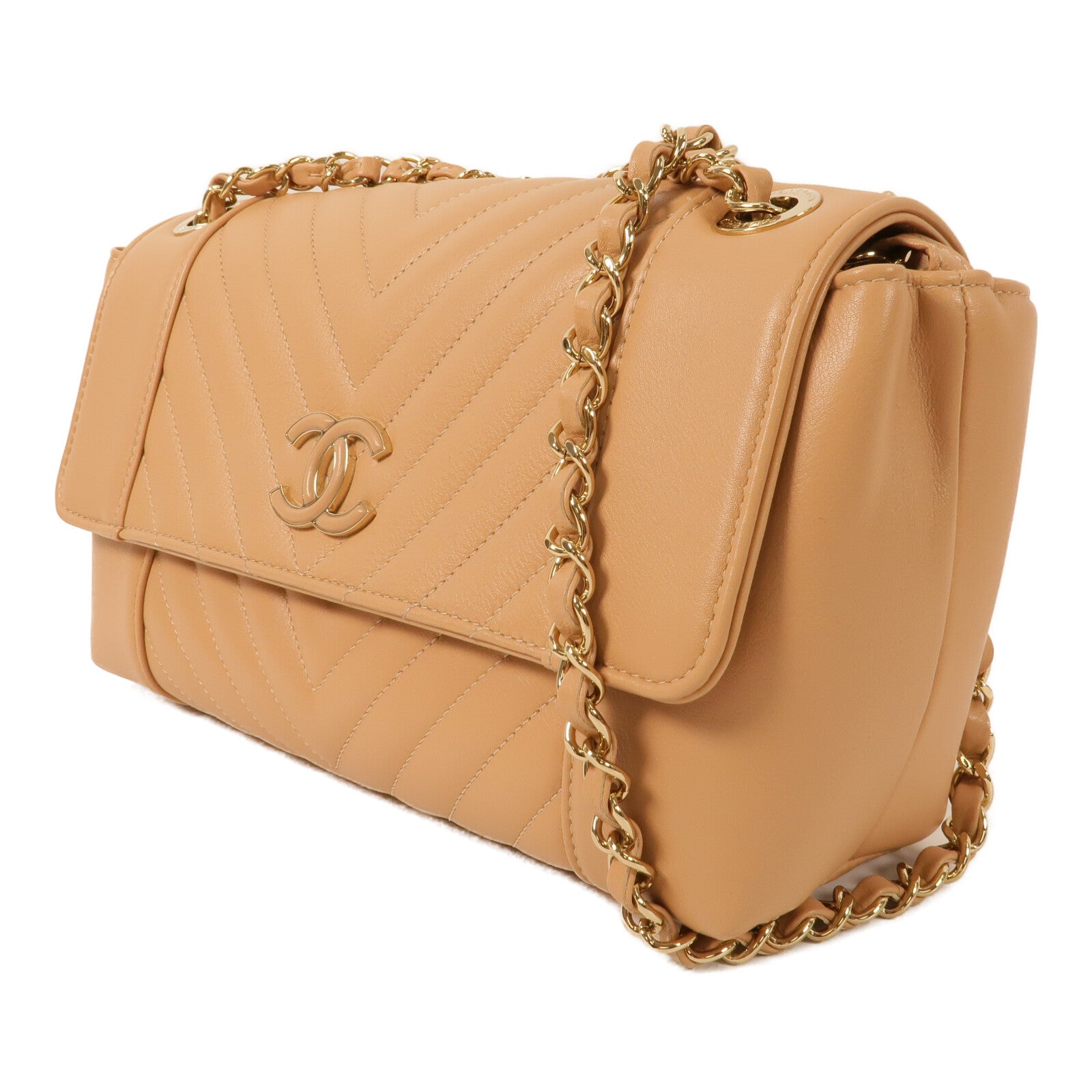 CHANEL 牛皮皮革Chain Shoulder鏈帶肩背袋
