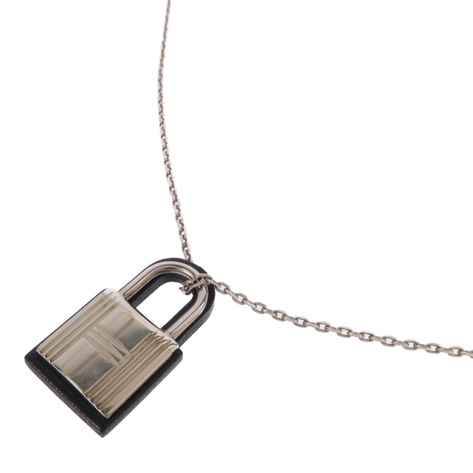 HERMES 金屬/Swift皮革O'Kelly Necklace項鍊Noir