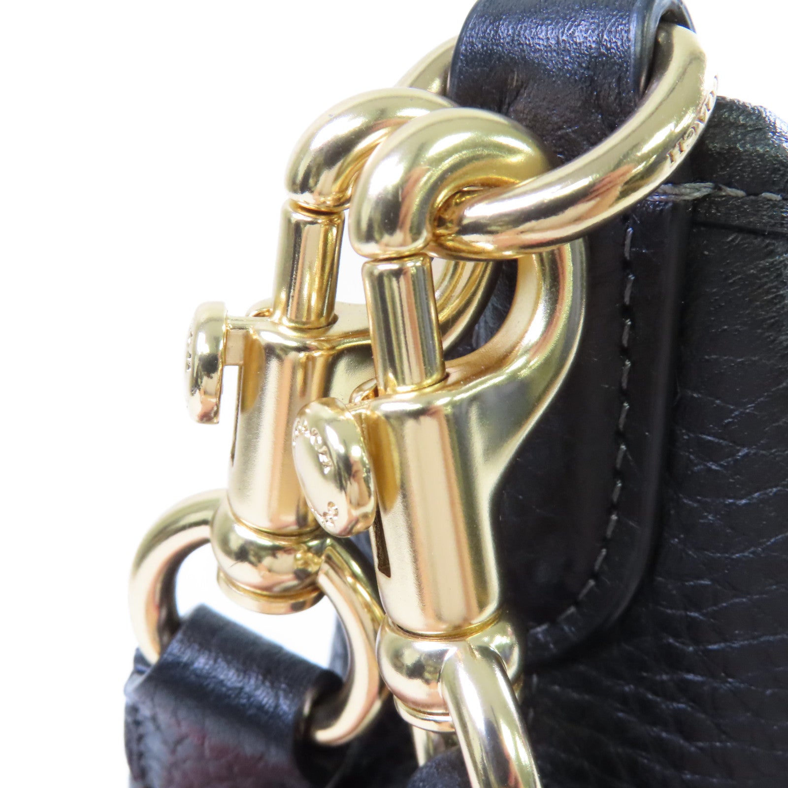 COACH 牛皮皮革2Way Shoulder Bag金扣手挽肩背兩用袋黑色