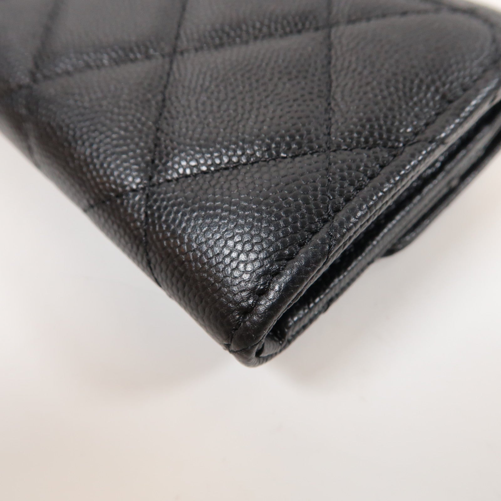 CHANEL 菱格Caviar皮革Long Wallet金扣長錢包黑色