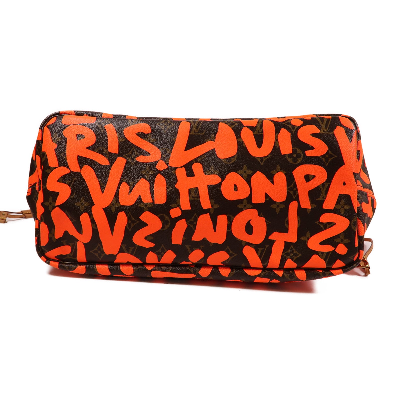 LOUIS VUITTON Monogram Graffiti Neverfull GM金扣肩背袋啡色/橙色