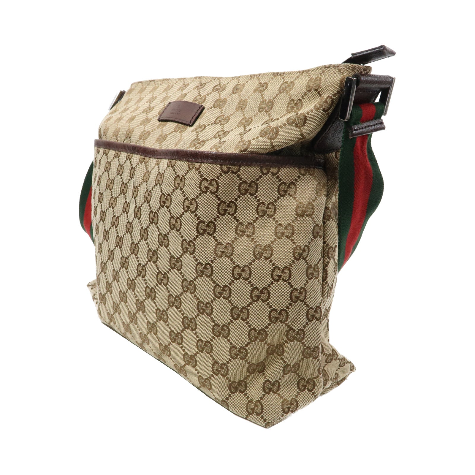 GUCCI 帆布Shoulder Bag銀扣肩背袋啡色