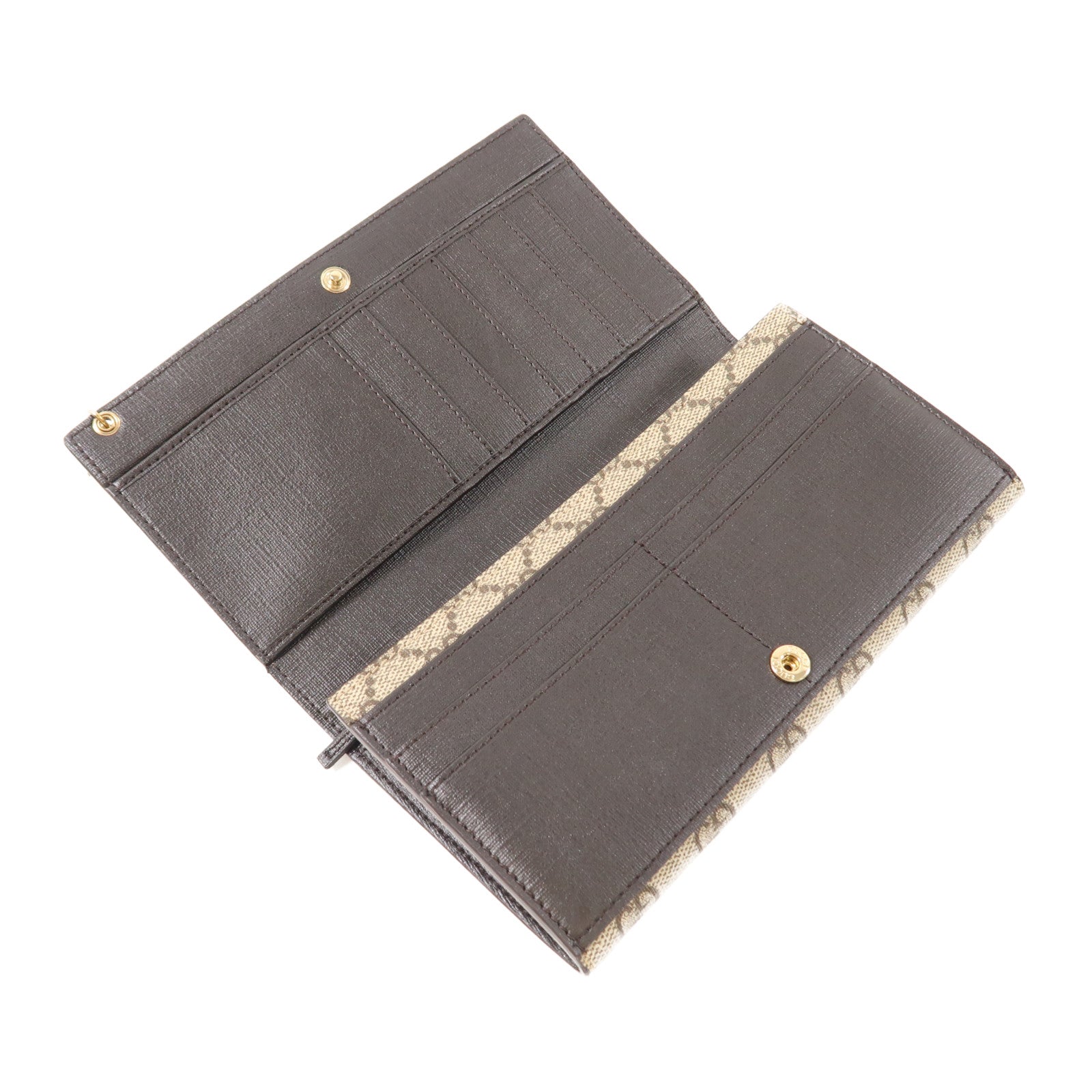 GUCCI 塗層帆布Long Wallet金扣長錢包