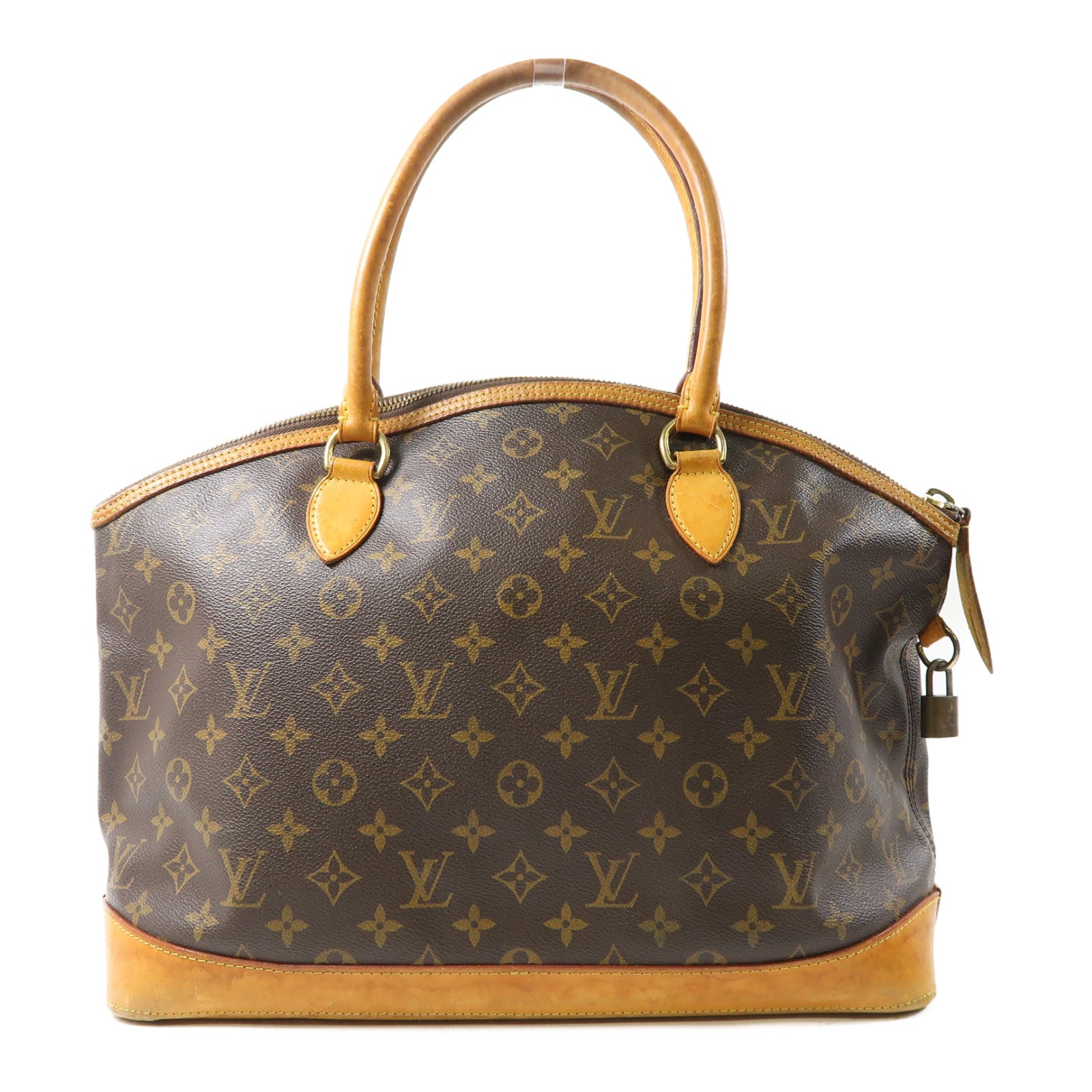 LOUIS VUITTON Monogram Lockit Horizontal金扣手挽袋棕色