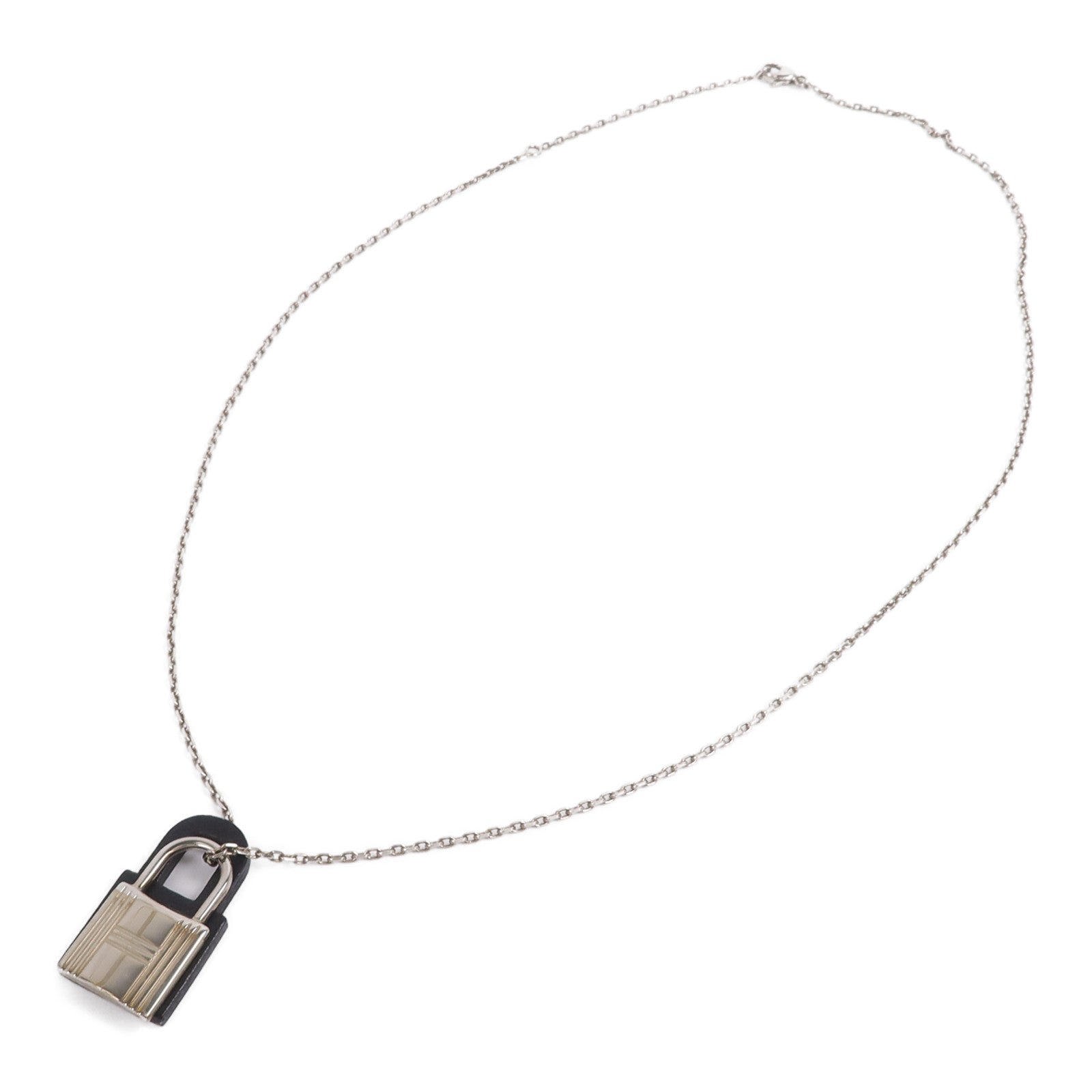 HERMES 金屬/Swift皮革O'Kelly Necklace項鍊Noir