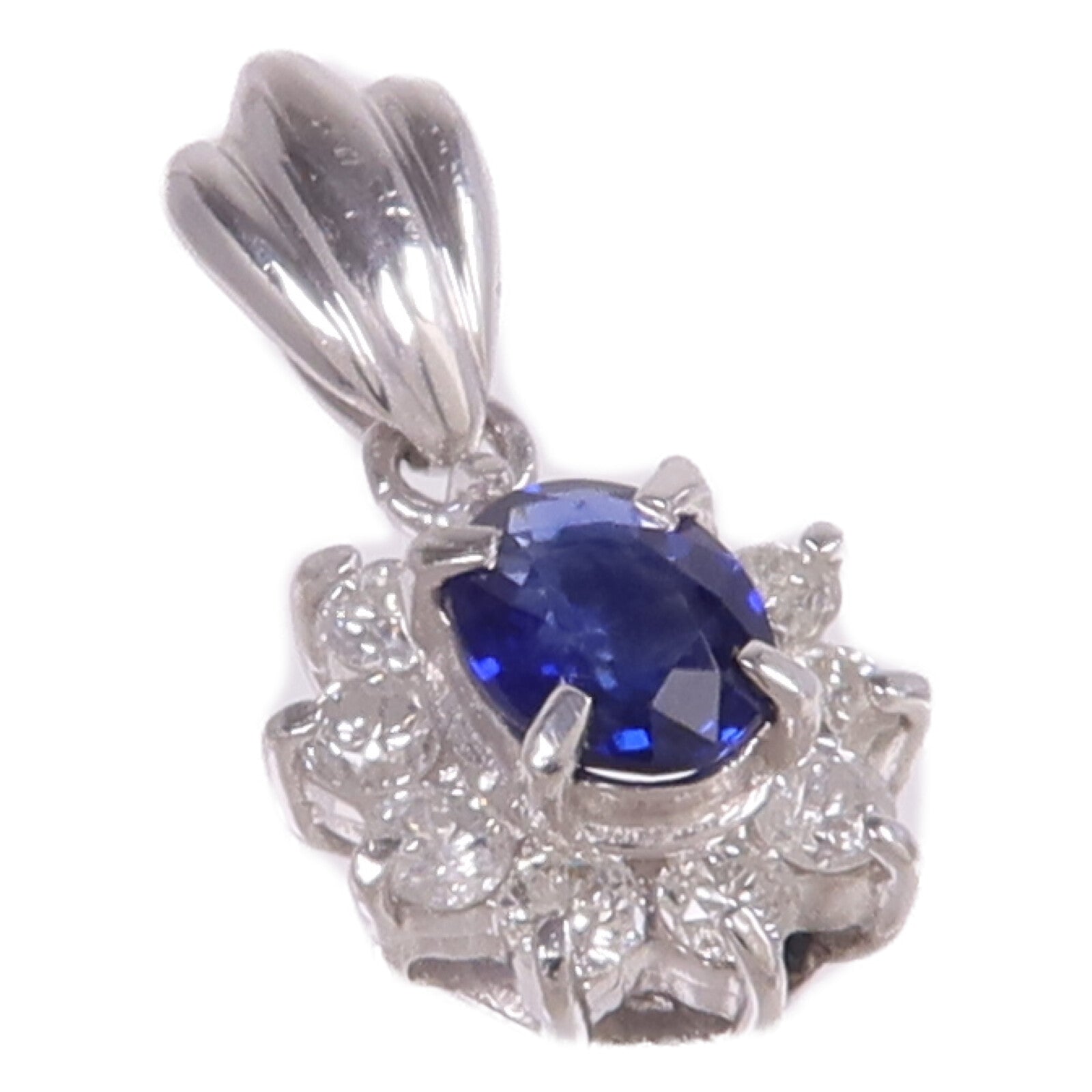 JEWELRY PT900鉑金Sapphire Diamond Pendant Top藍寶石/鑽石吊墜