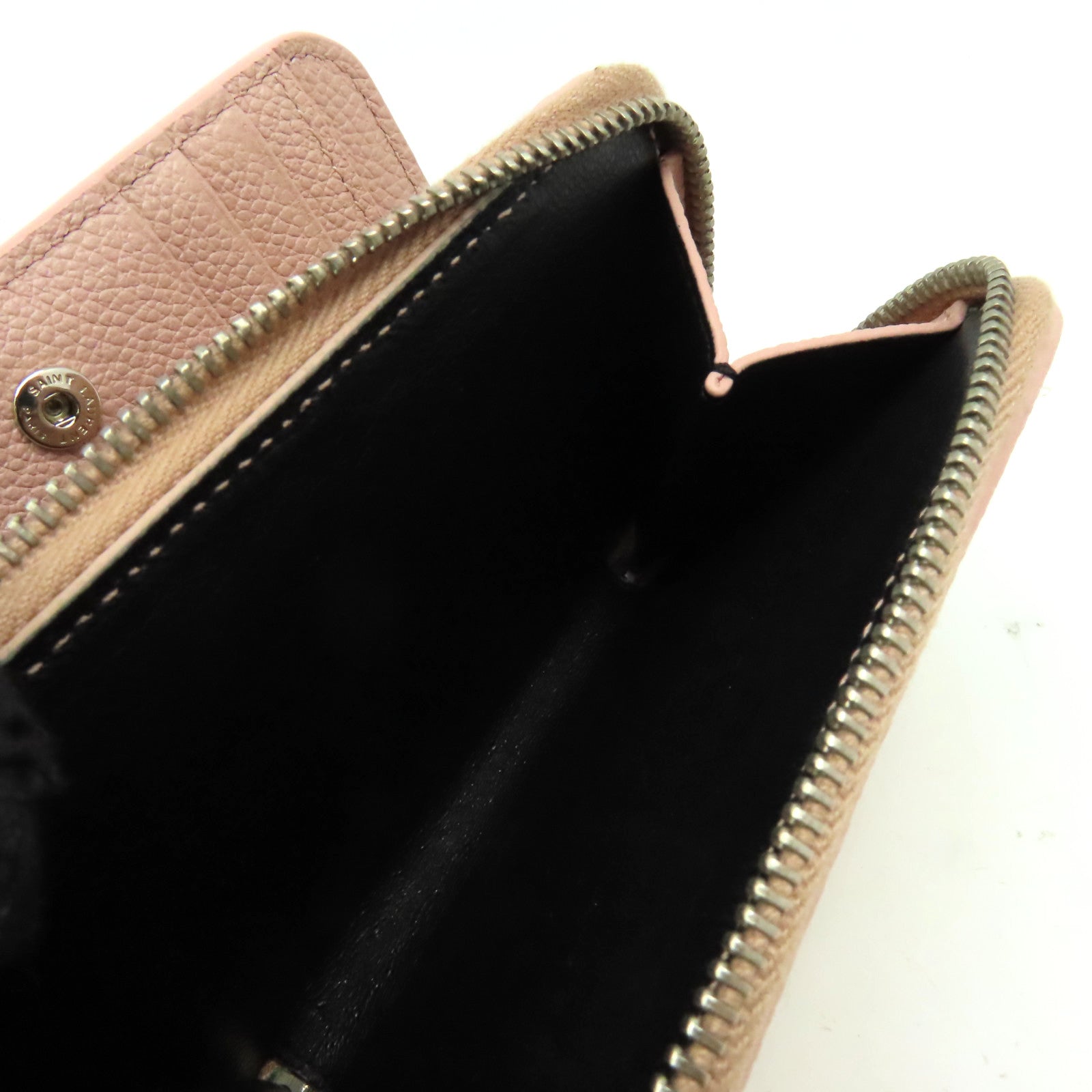 SAINT LAURENT 【激減優惠】牛皮皮革Short Wallet短錢包粉紅色