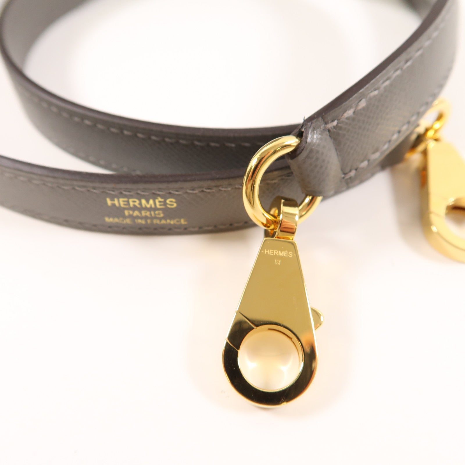 HERMES Madame皮革Kelly 25金扣手挽肩背兩用袋灰色