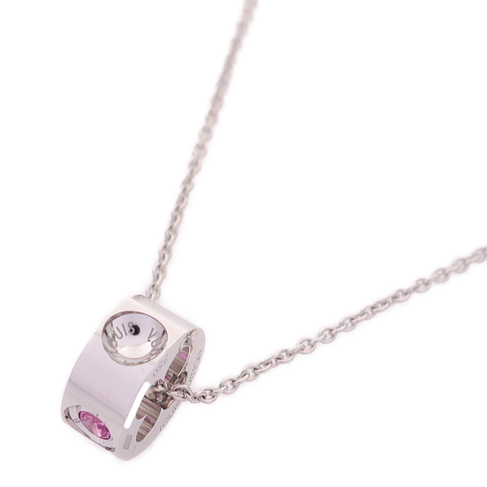 LOUIS VUITTON 【激減優惠】18K白金/粉紅色藍寶石Pendentif Empreinte項鍊