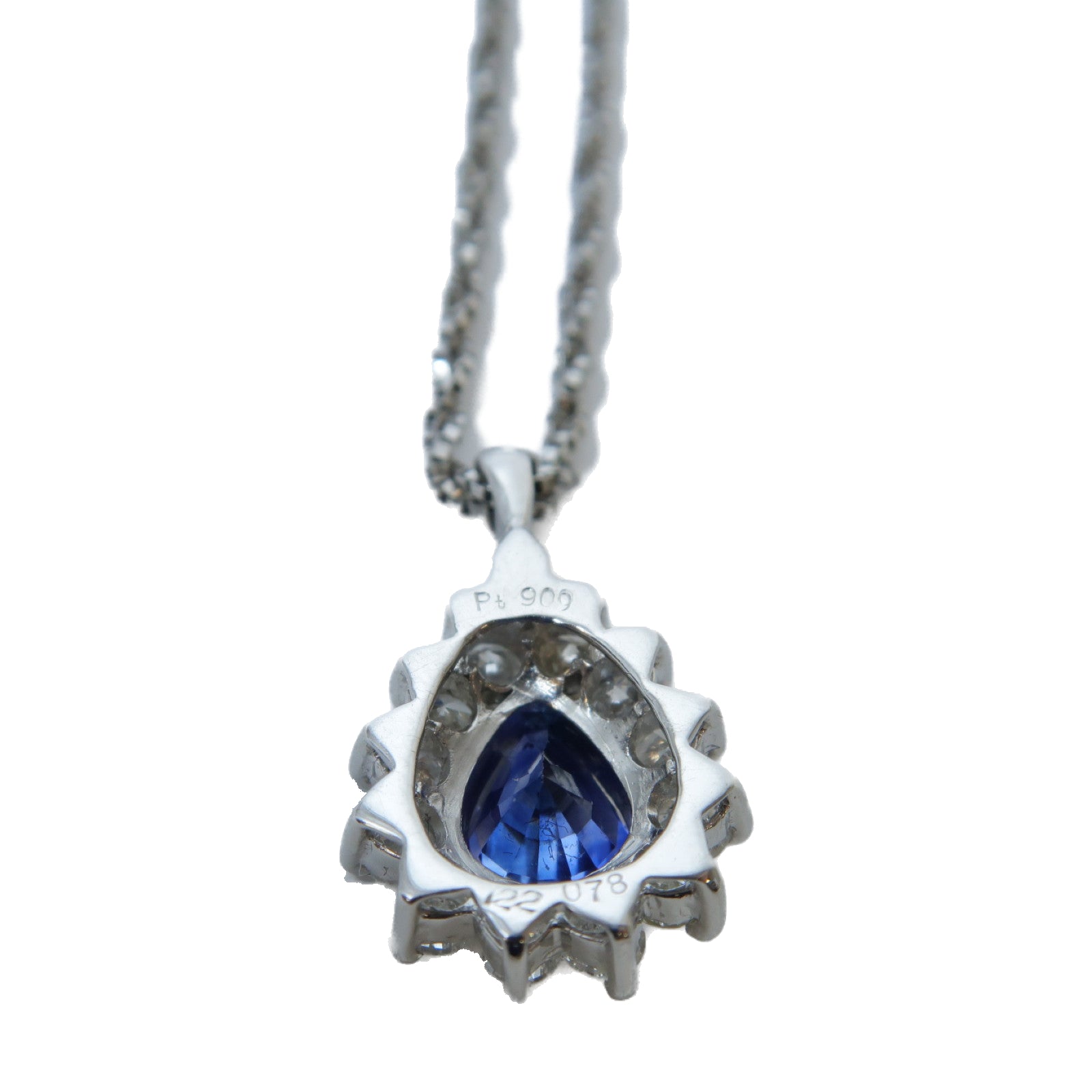 JEWELRY 【激減優惠】PT900鉑金Sapphire Diamond Necklace 1.22ct藍寶石/0.78ct鑽石項鍊銀色