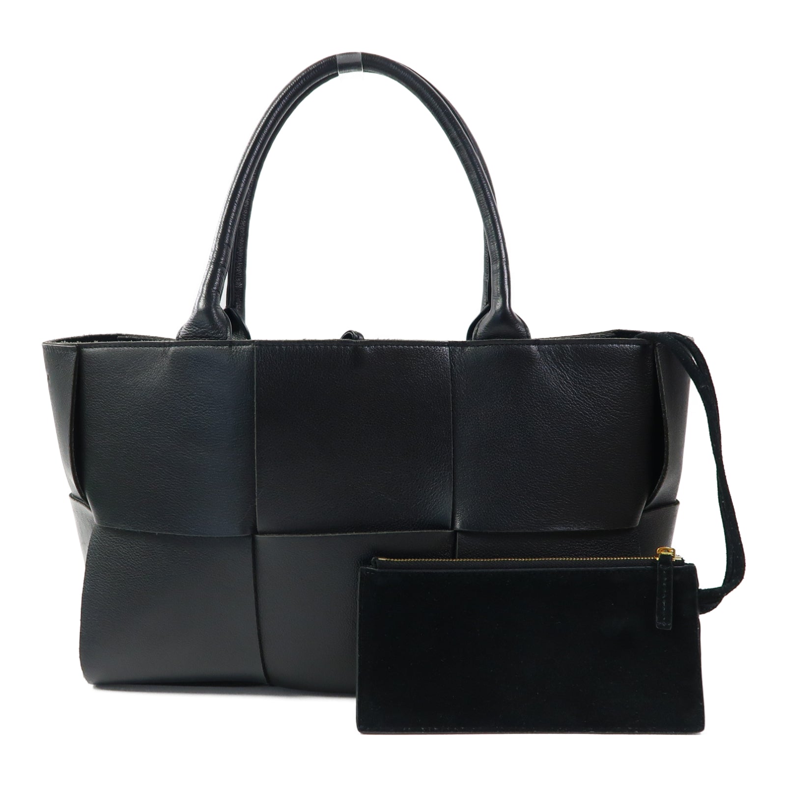 BOTTEGA VENETA 牛皮皮革Arco Tote Bag金扣手挽袋黑色