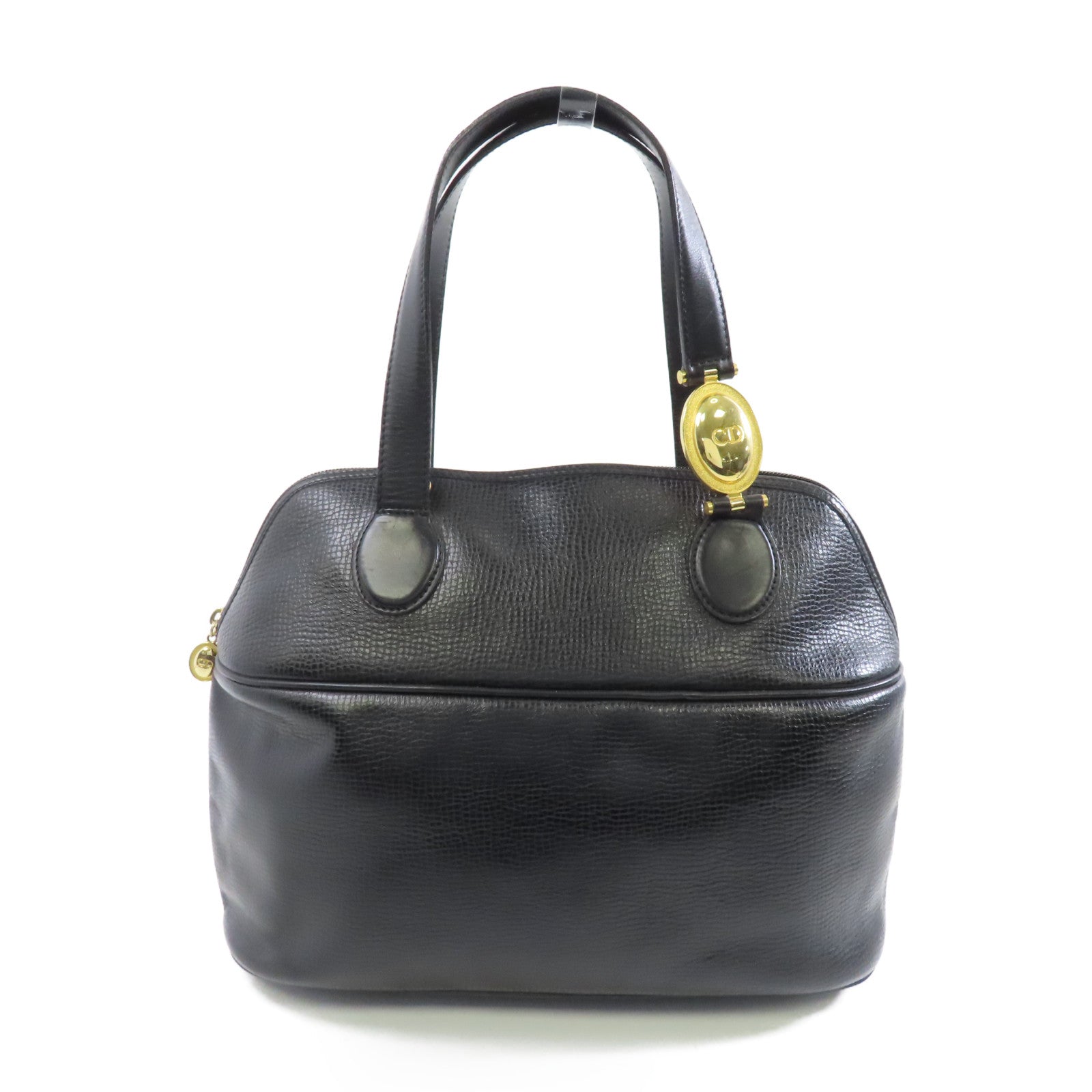 Dior 牛皮皮革Handbag金扣手挽袋黑色