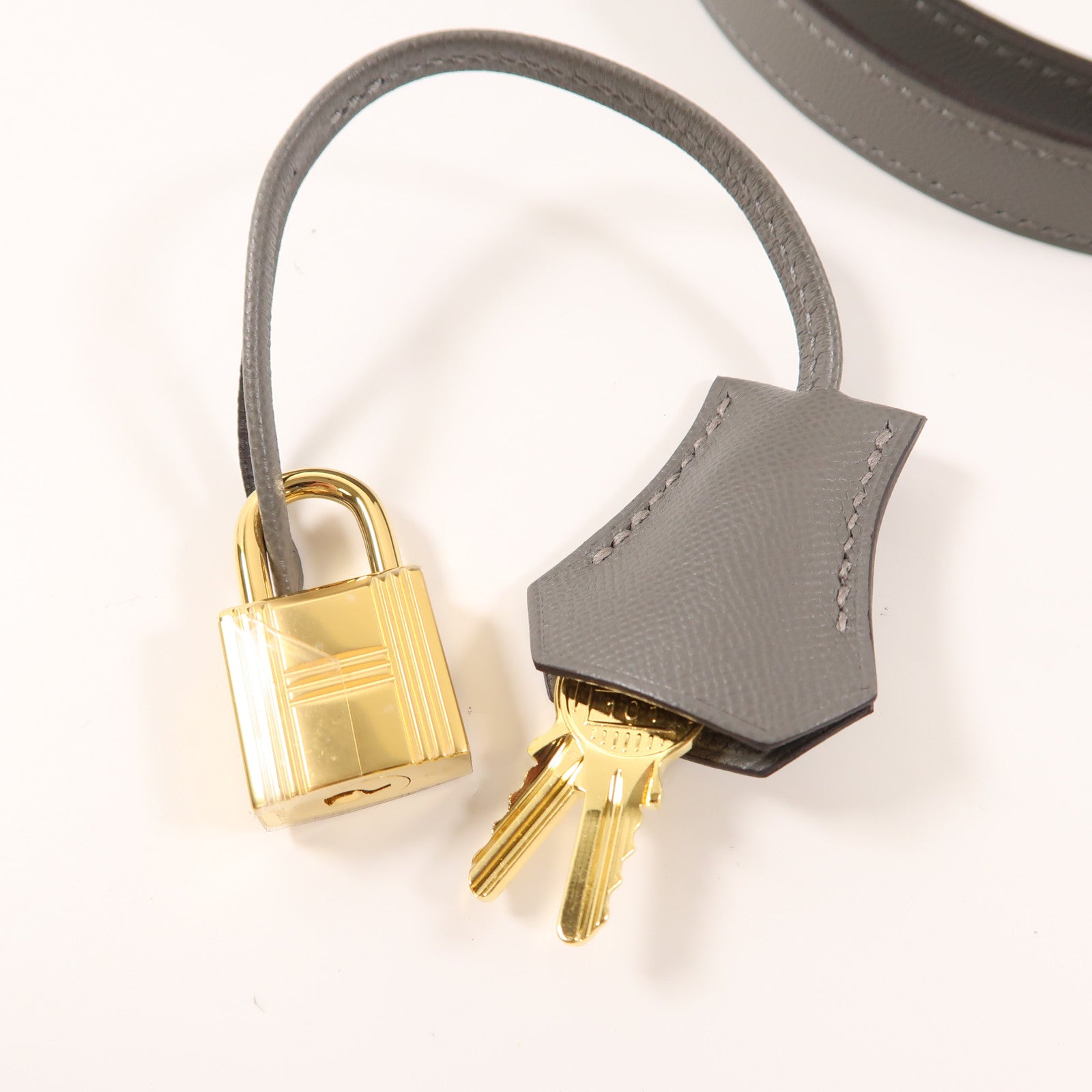 HERMES Madame皮革Kelly 25金扣手挽肩背兩用袋灰色