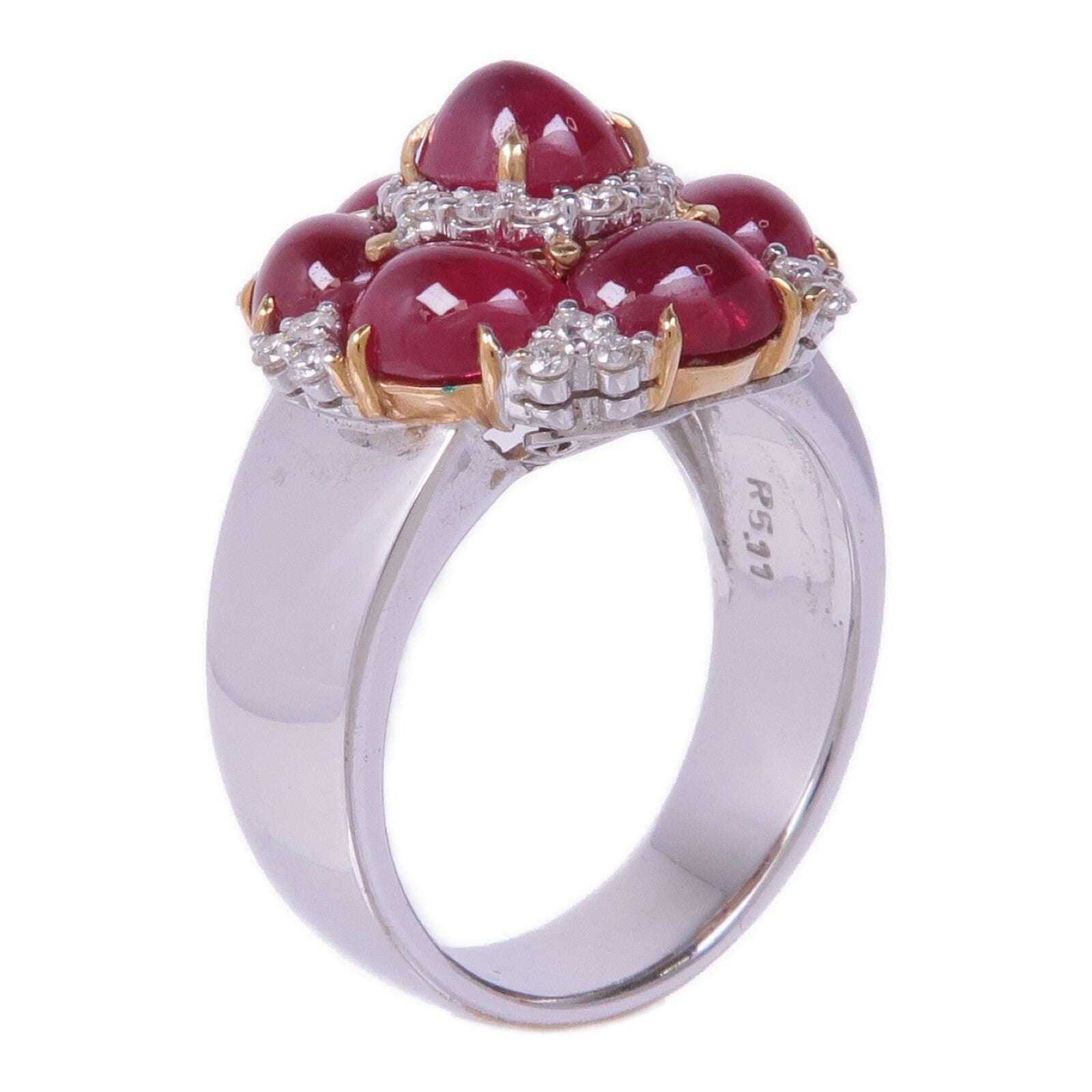 JEWELRY 18K黃金/白金/玫瑰金Ruby Diamond Ring紅寶石/鑽石戒指US#6
