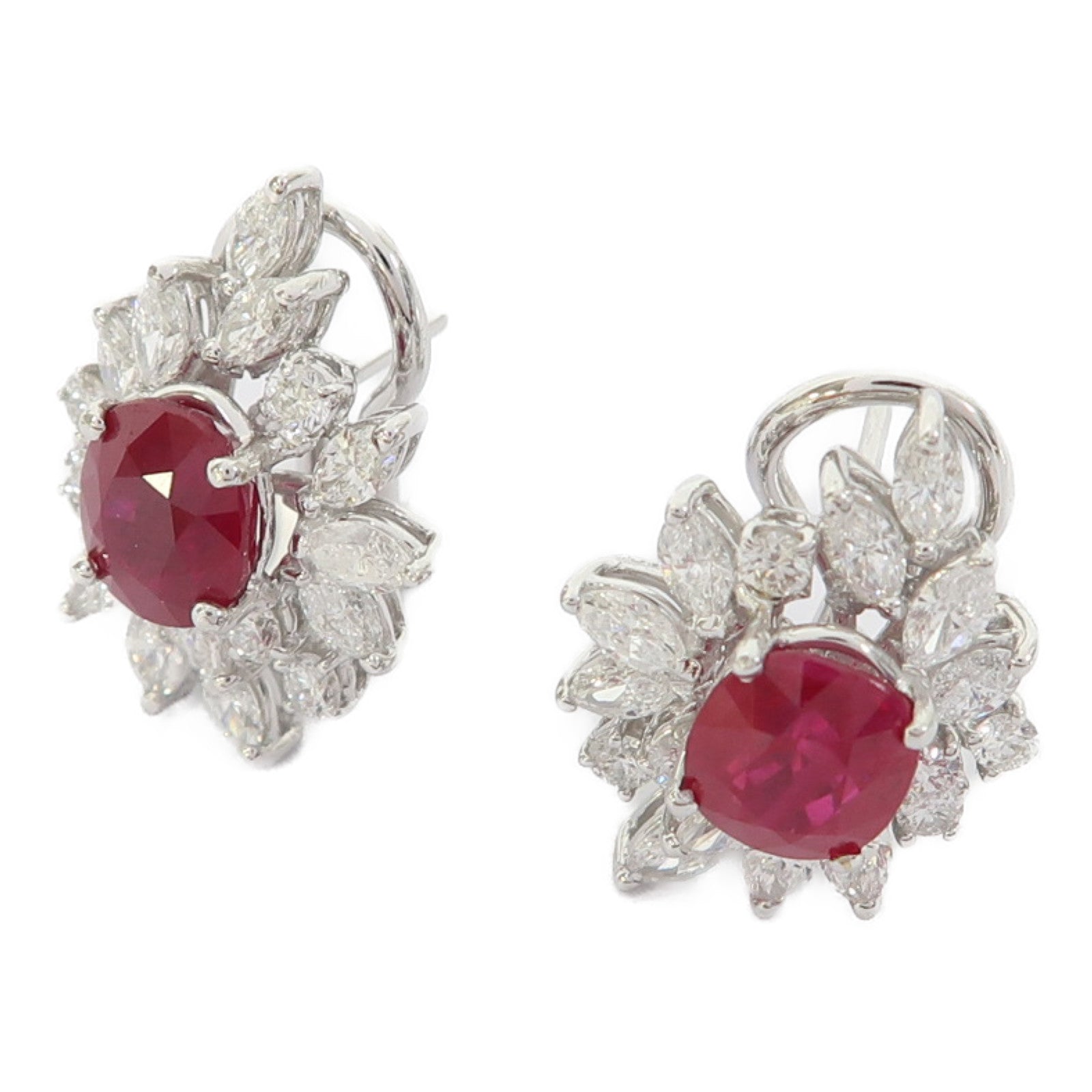JEWELRY 18K白金Ruby Earrings1.52ct/1.61ct紅寶石/鑽石耳環