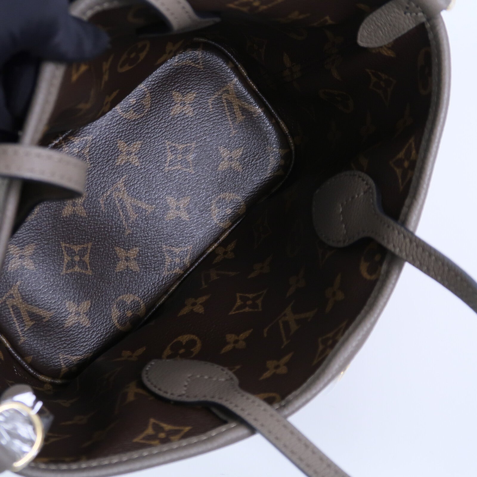 LOUIS VUITTON Monogram/牛皮皮革Neverfull Bandouliere Inside Out BB手挽肩背兩用袋