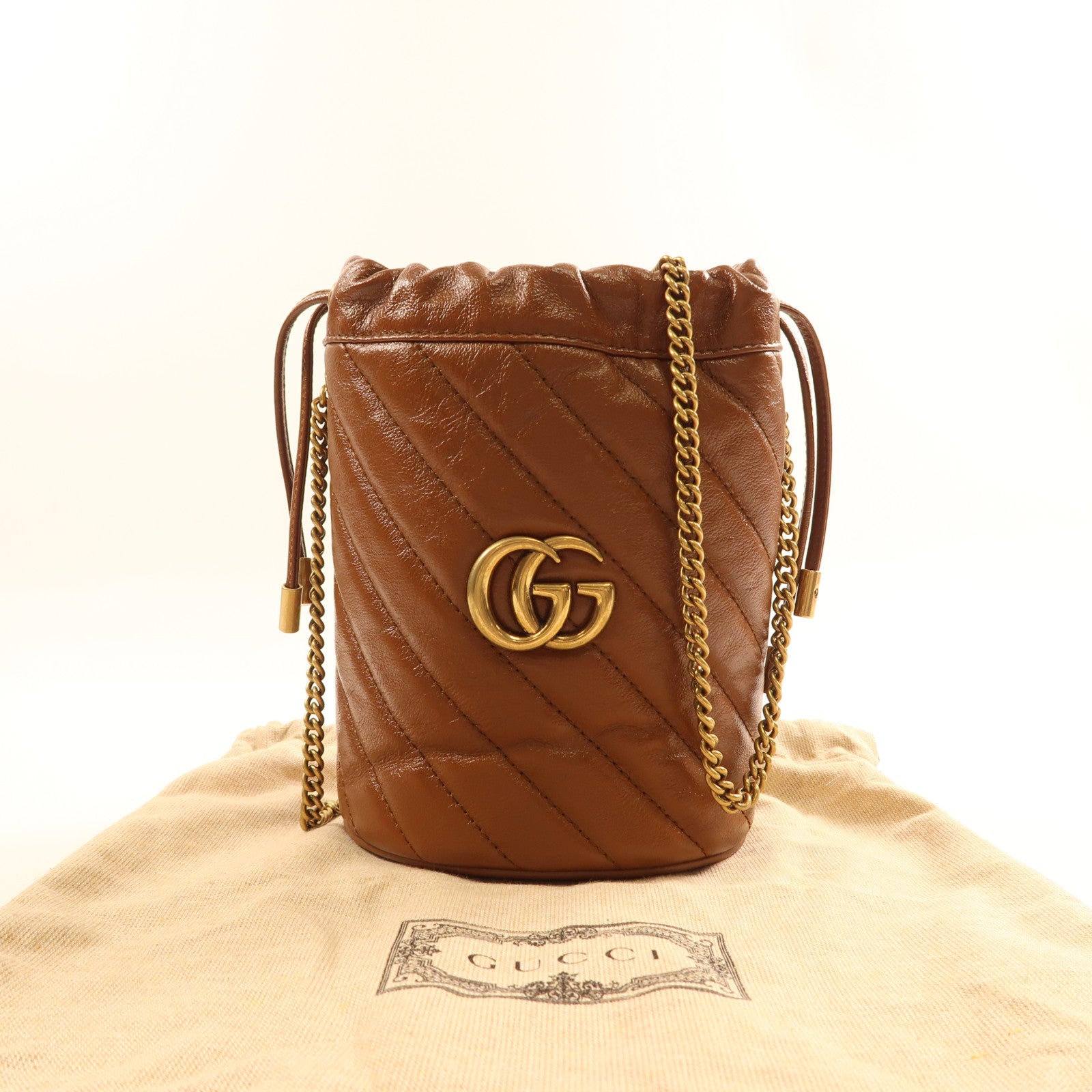 GUCCI 【激減優惠】牛皮皮革GG Marmont金扣肩背袋