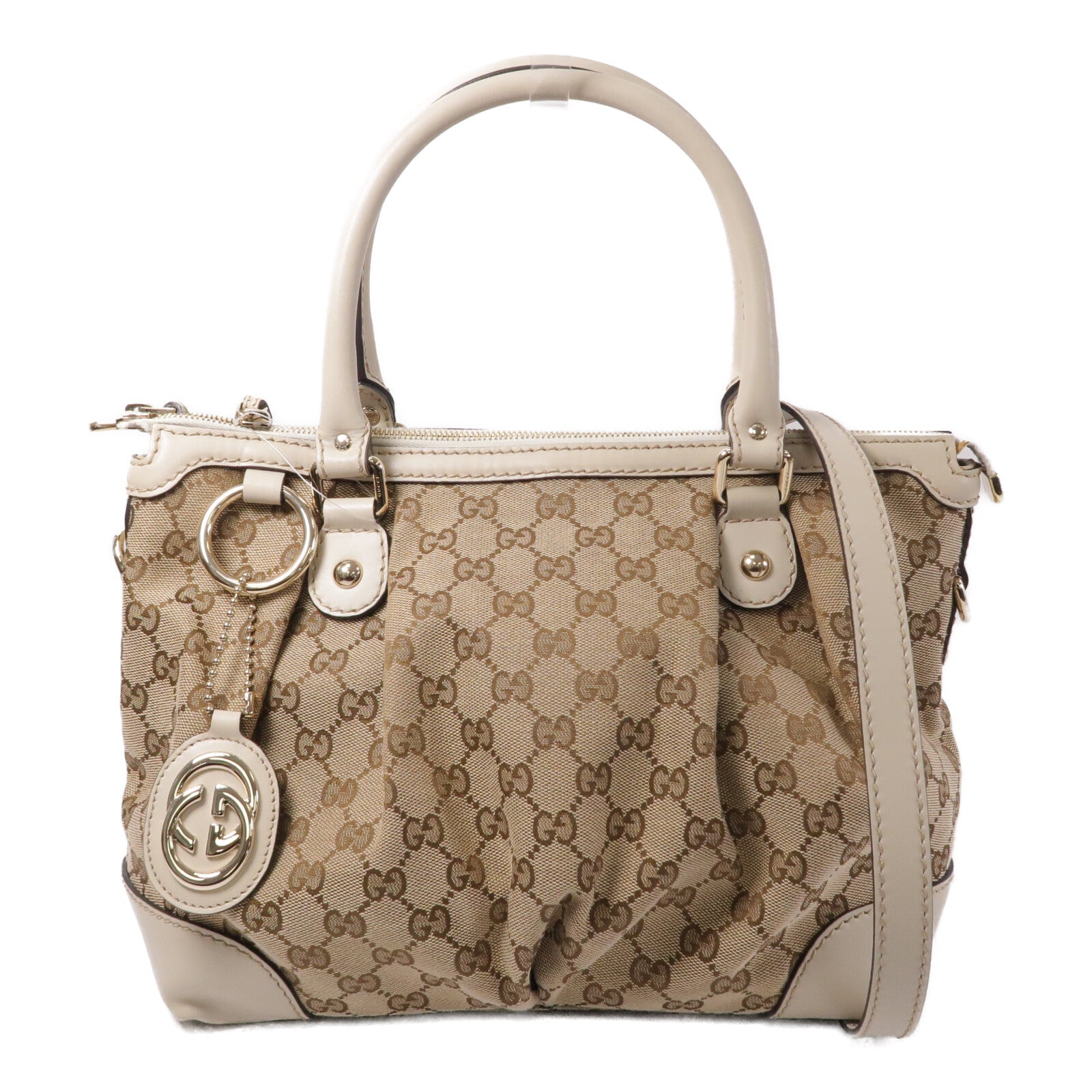 GUCCI 牛皮皮革/帆布2 Way Shoulder手挽肩背兩用袋