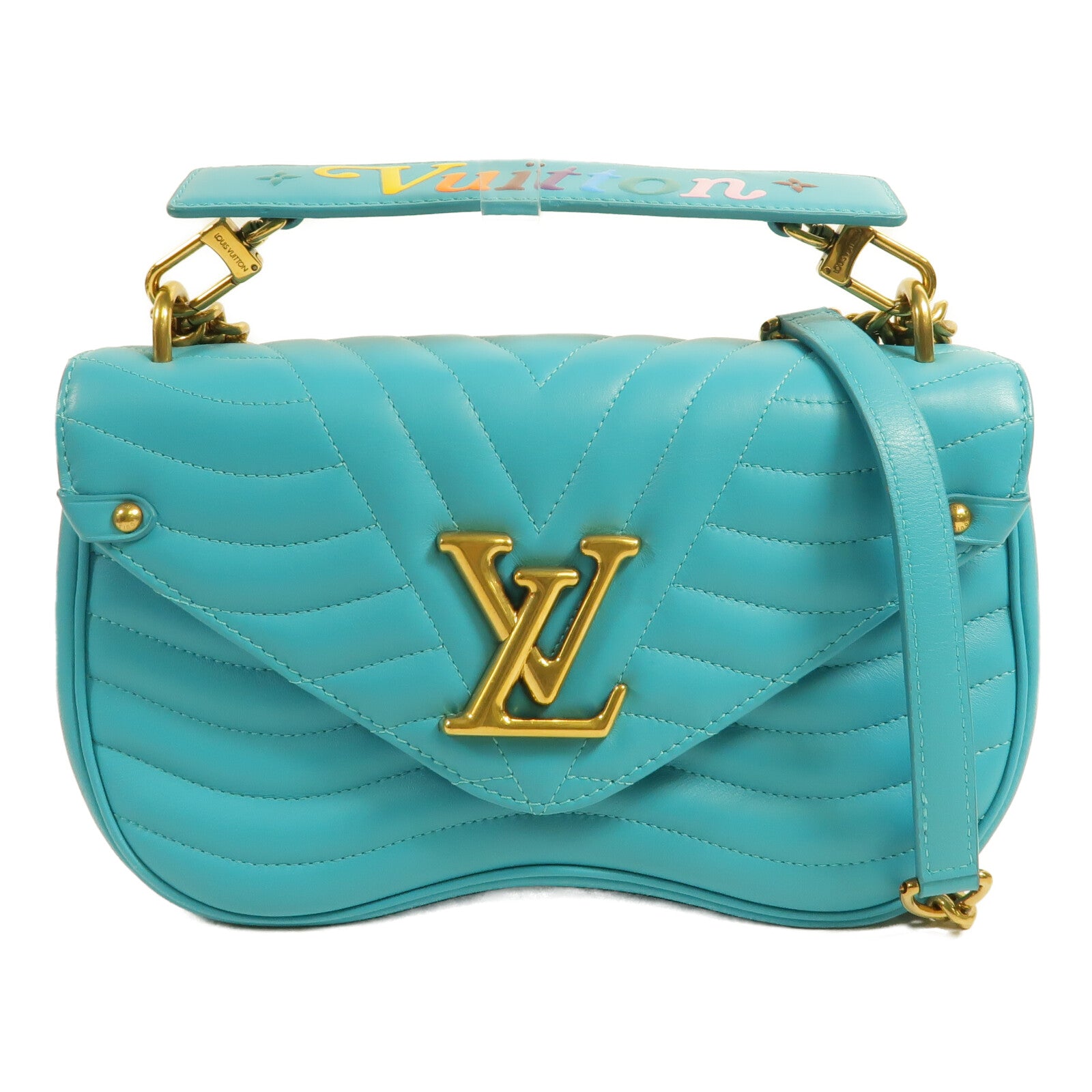 LOUIS VUITTON 牛皮皮革New Wave Chain Bag MM鏈帶手挽肩背兩用袋