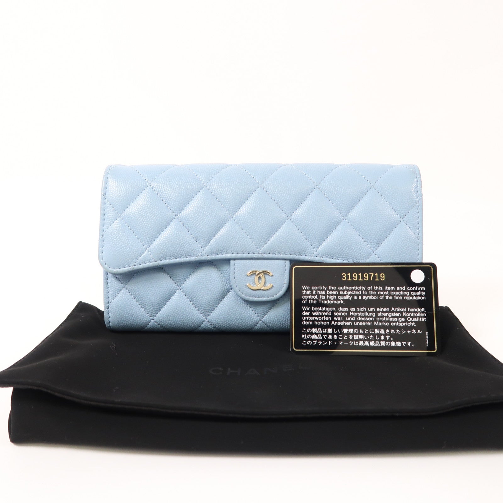 CHANEL 牛皮皮革Long Wallet金扣長錢包