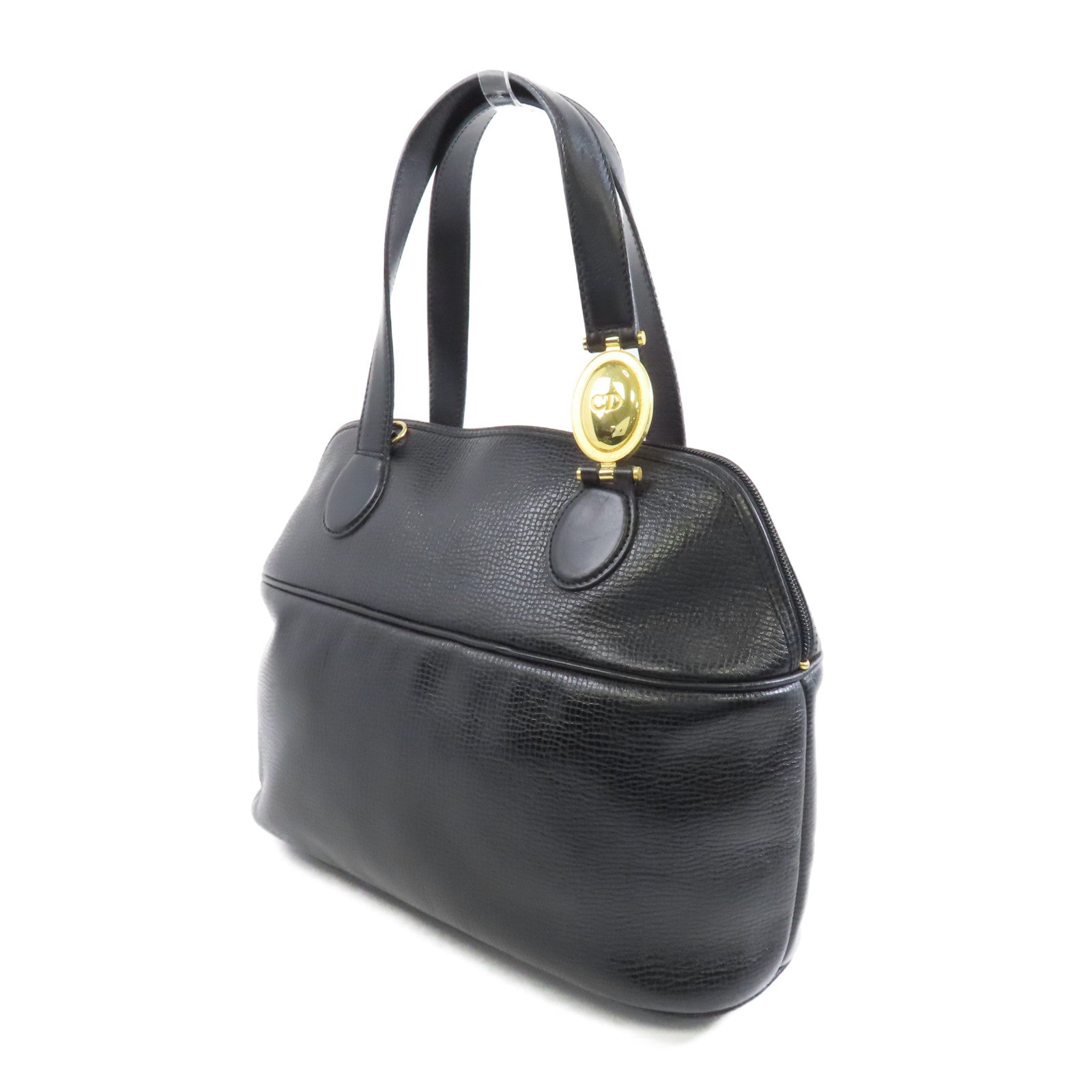 Dior 牛皮皮革Handbag金扣手挽袋黑色