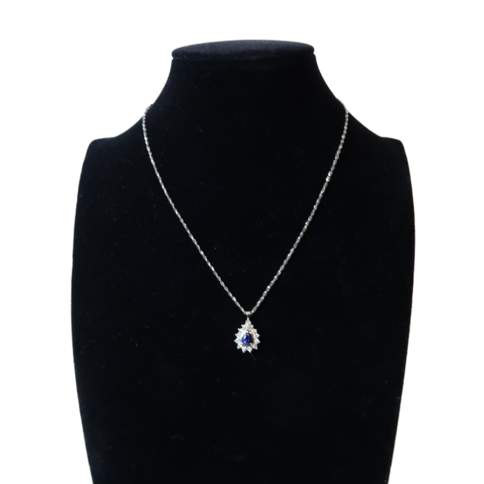 JEWELRY 【激減優惠】PT900鉑金Sapphire Diamond Necklace 1.22ct藍寶石/0.78ct鑽石項鍊銀色